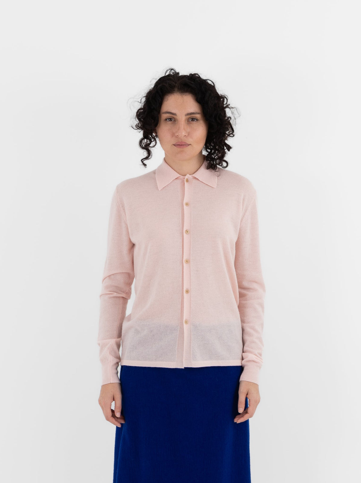 Auralee High Gauge Cashmere Cardigan Top in Light Pink - AURALEE at Worthwhile - shop CARDIGAN