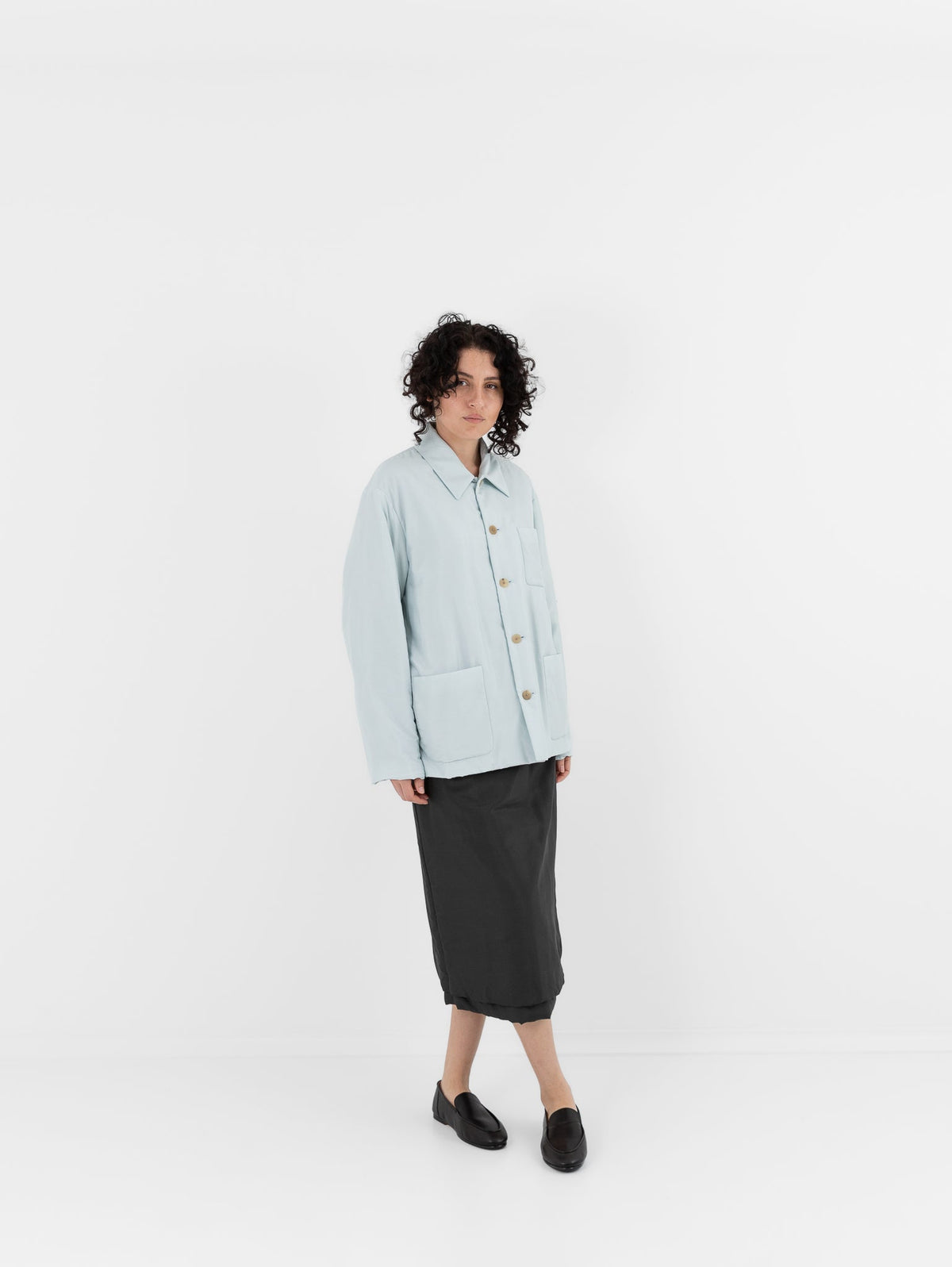 Auralee Light Padded Blouson in Light Blue - AURALEE at Worthwhile - shop TOP