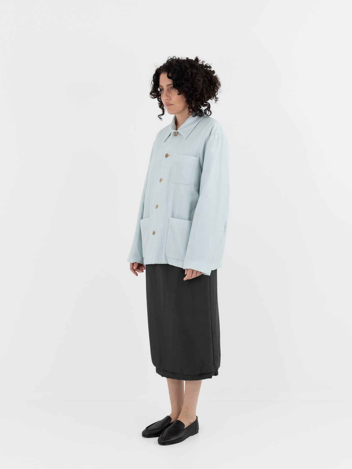 Auralee Light Padded Blouson in Light Blue - AURALEE at Worthwhile - shop TOP