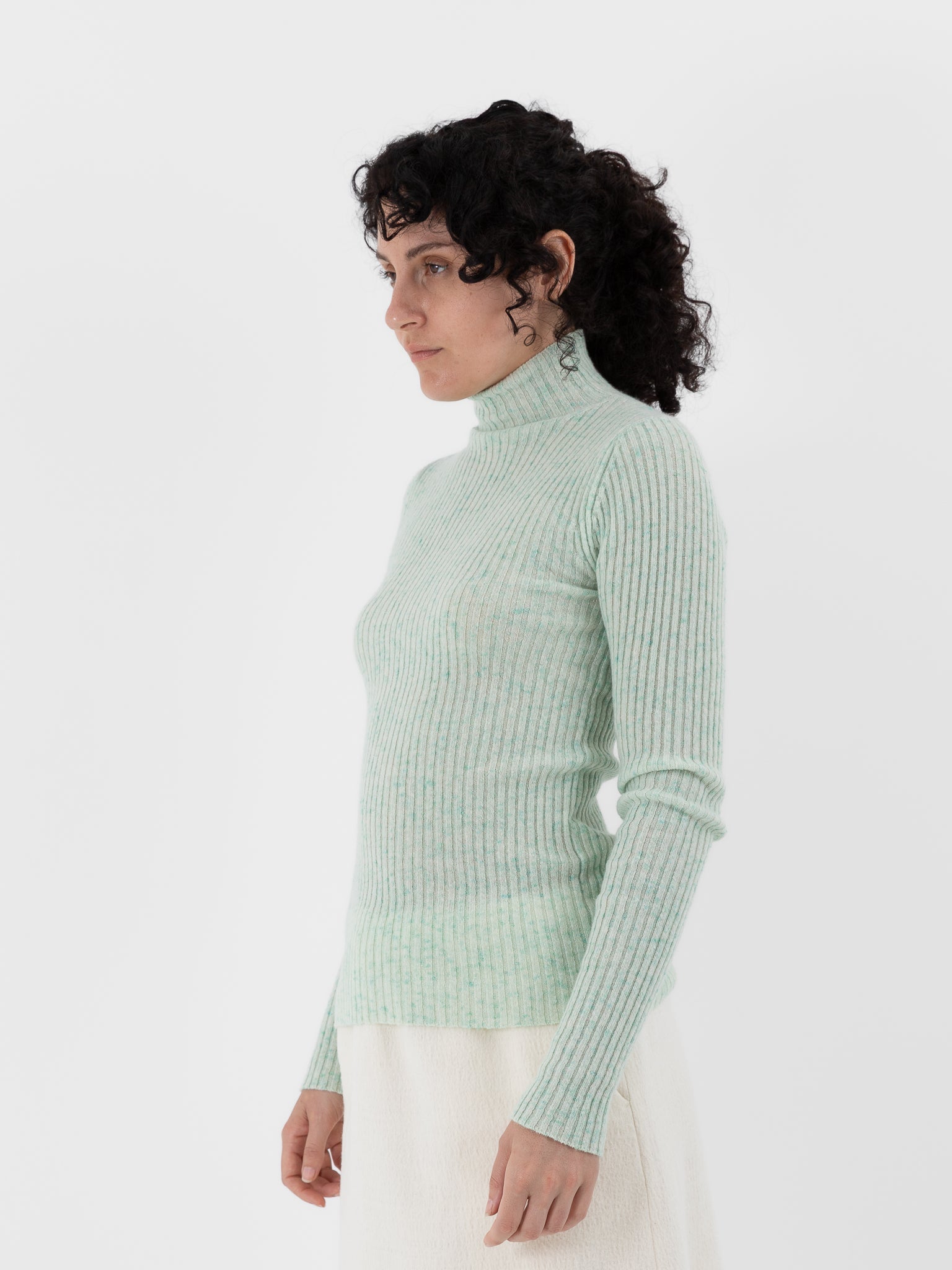 Auralee Nep Turtleneck in Mix Mint - AURALEE at Worthwhile - shop TOP