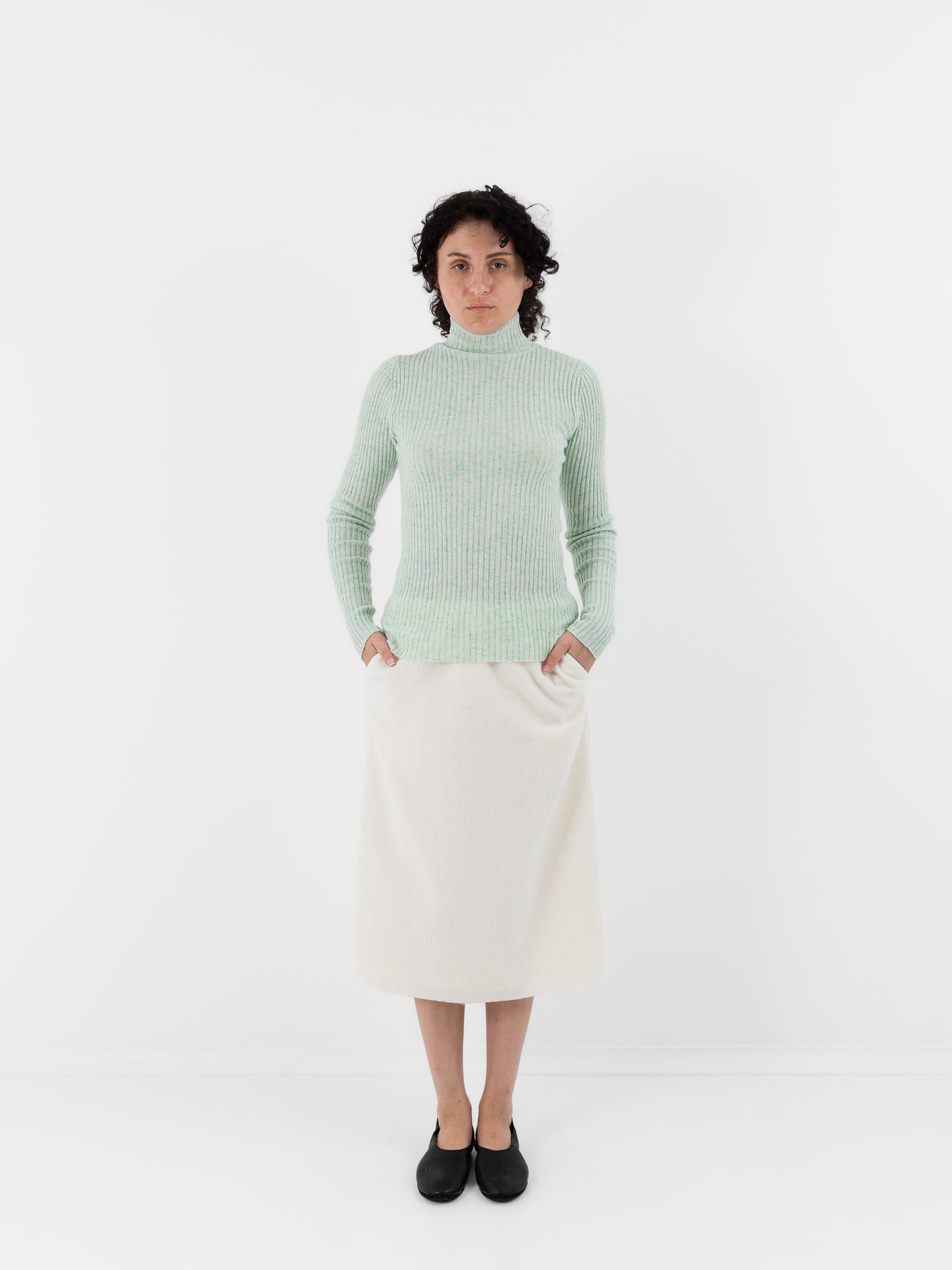 Auralee Nep Turtleneck in Mix Mint - AURALEE at Worthwhile - shop TOP
