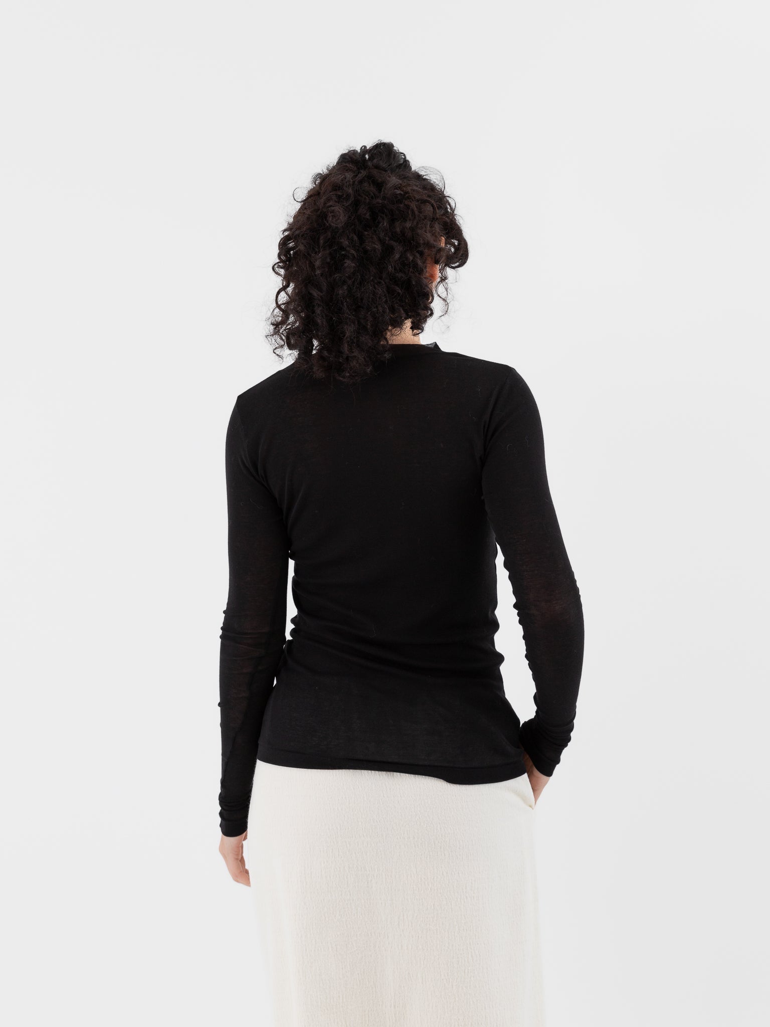 Auralee Super High Gauge Sheer Rib Tee in Black - AURALEE at Worthwhile - shop TOP