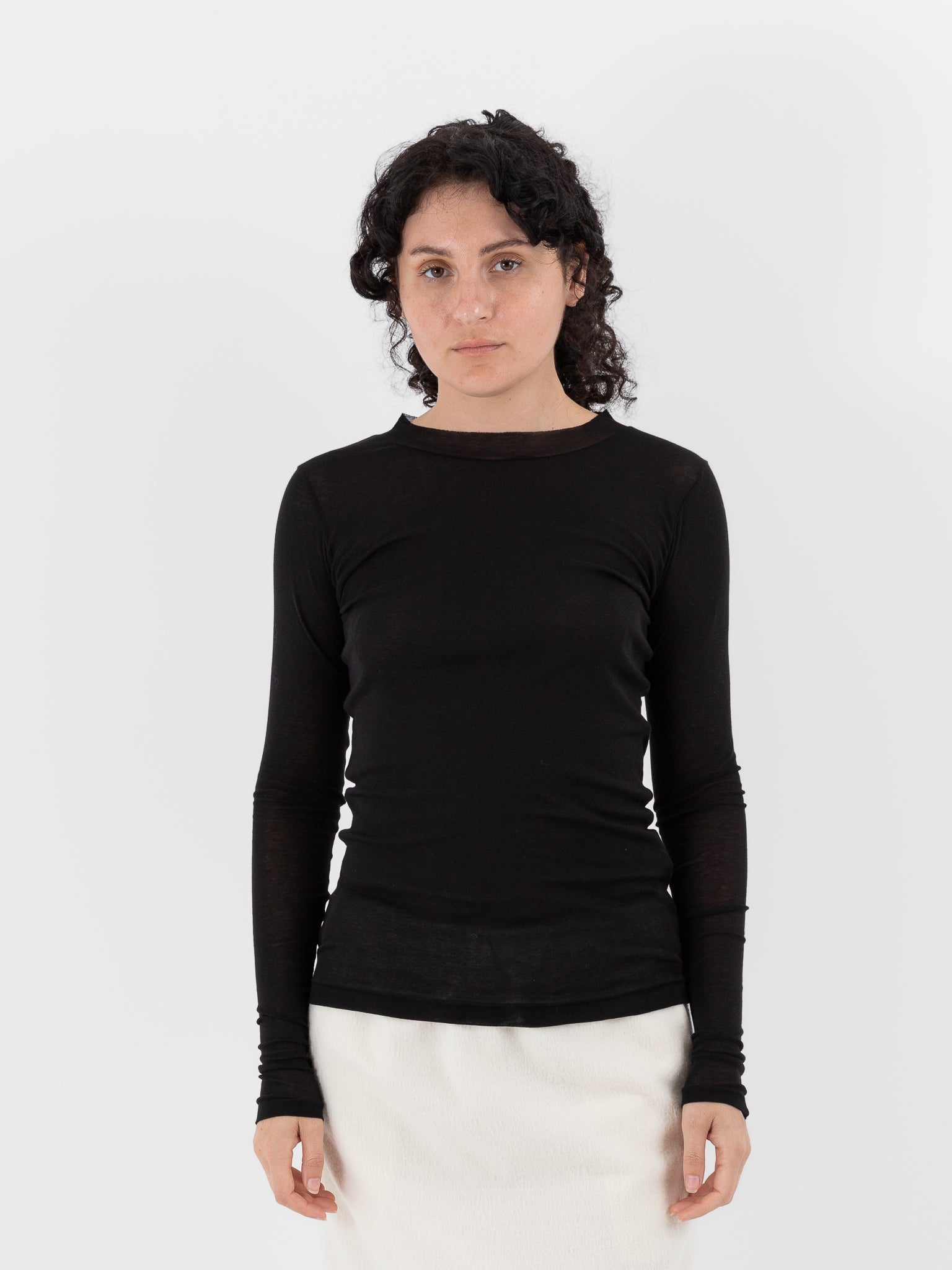 Auralee Super High Gauge Sheer Rib Tee in Black - AURALEE at Worthwhile - shop TOP