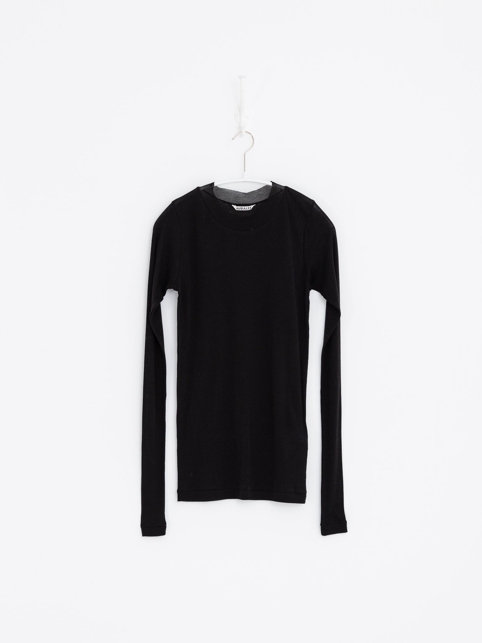 Auralee Super High Gauge Sheer Rib Tee in Black - AURALEE at Worthwhile - shop TOP