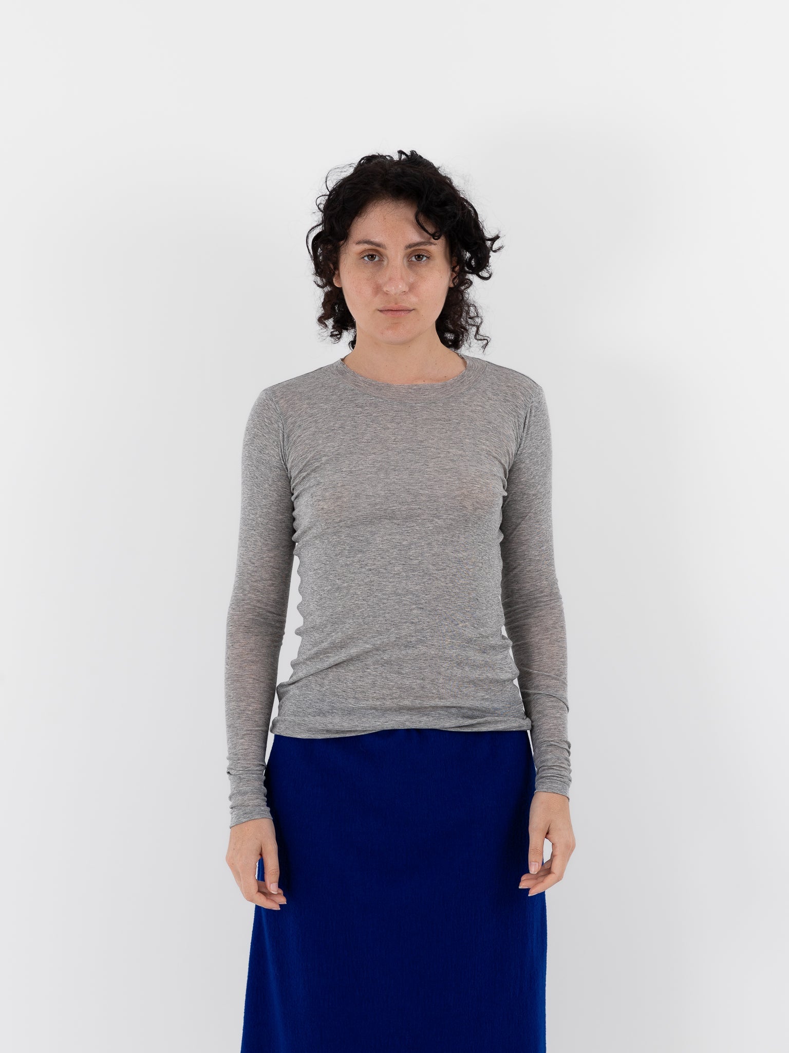 Auralee Super High Gauge Sheer Rib Tee in Grey - AURALEE at Worthwhile - shop TOP