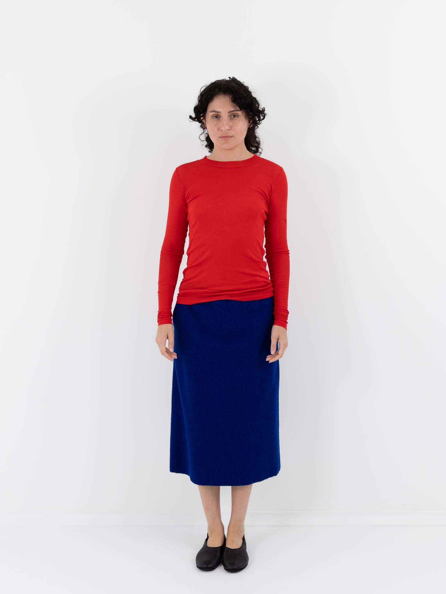 Auralee Super High Gauge Sheer Rib Tee in Red - AURALEE at Worthwhile - shop TOP