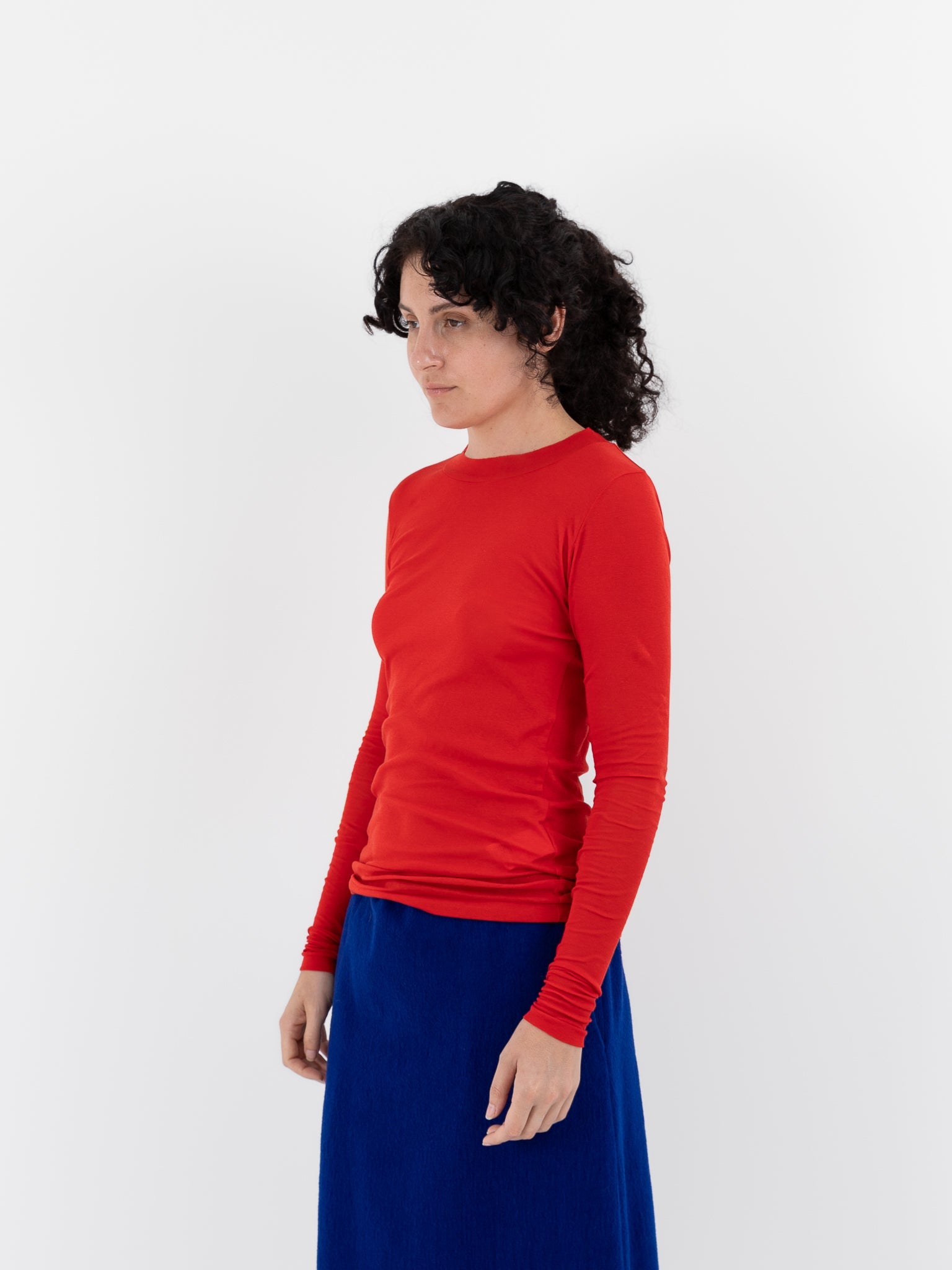 Auralee Super High Gauge Sheer Rib Tee in Red - AURALEE at Worthwhile - shop TOP