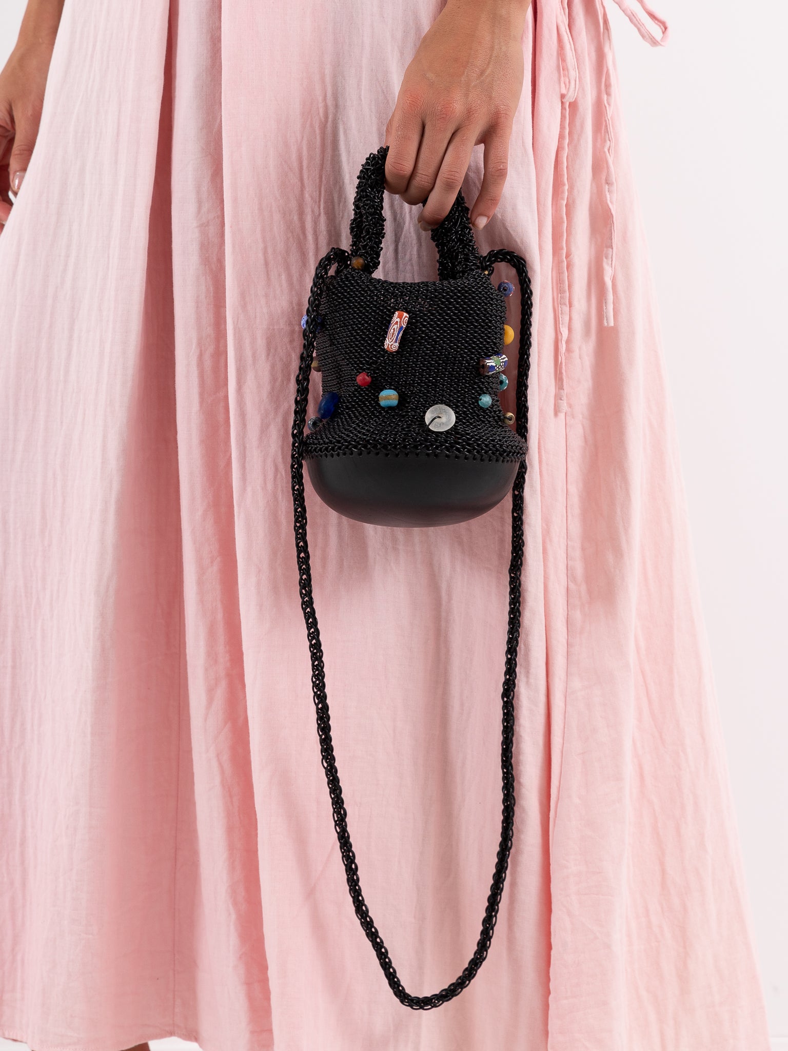 The Backward Vendor Bead Pouch in Black - THE BACKWARD VENDOR at Worthwhile - shop BAG