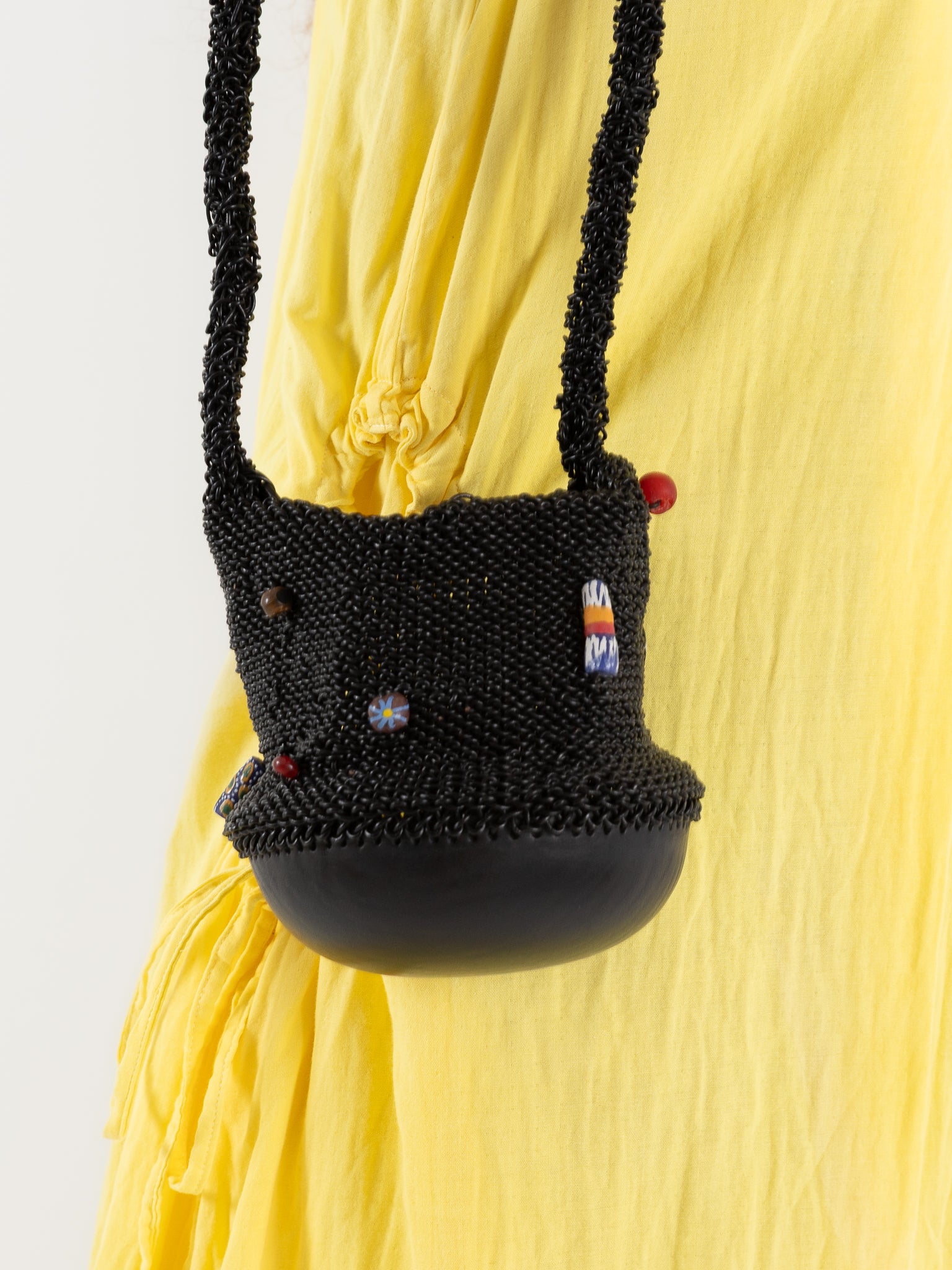 The Backward Vendor Crossbody Bead Pouch in Black - THE BACKWARD VENDOR at Worthwhile - shop BAG