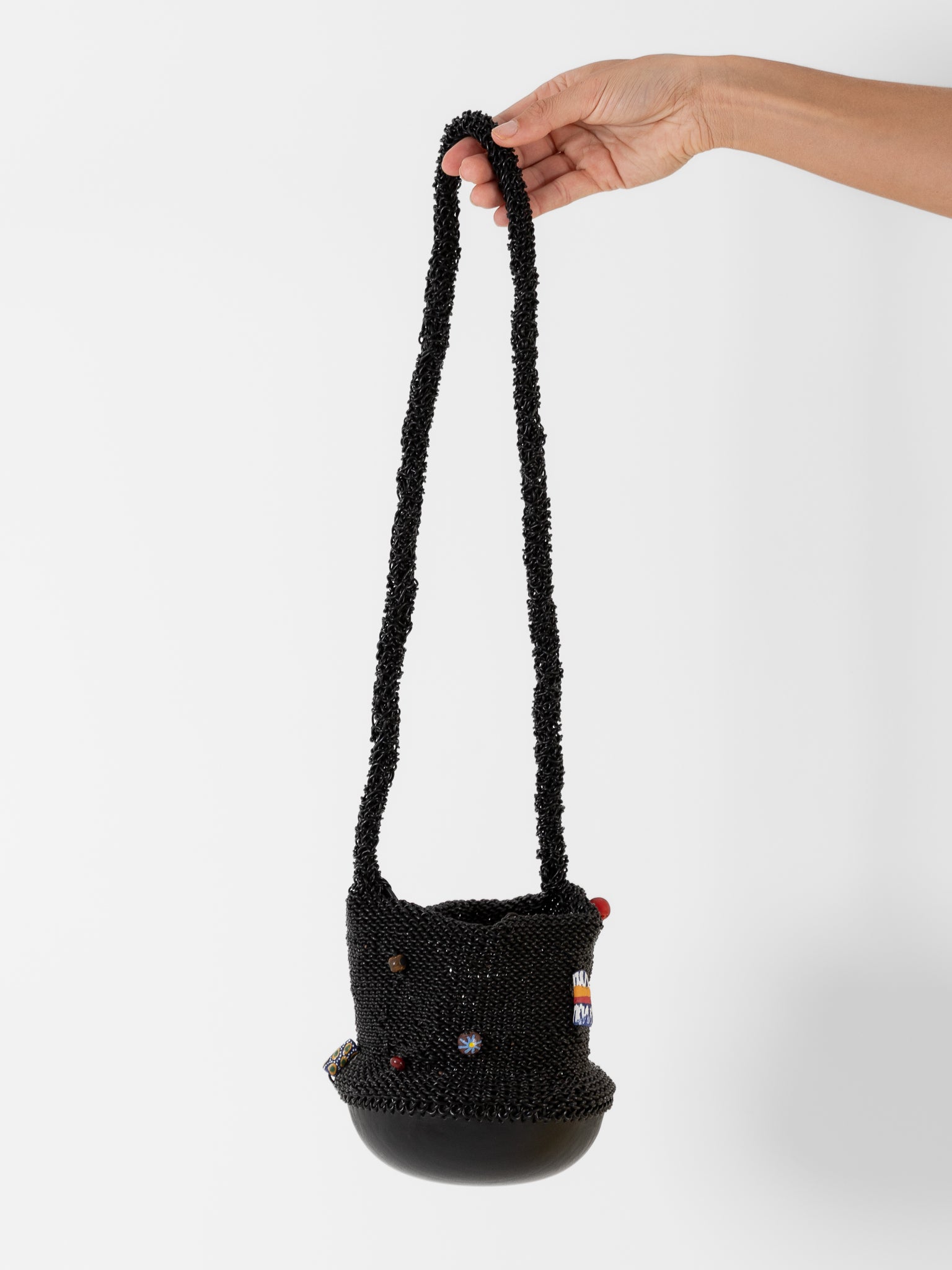 The Backward Vendor Crossbody Bead Pouch in Black - THE BACKWARD VENDOR at Worthwhile - shop BAG