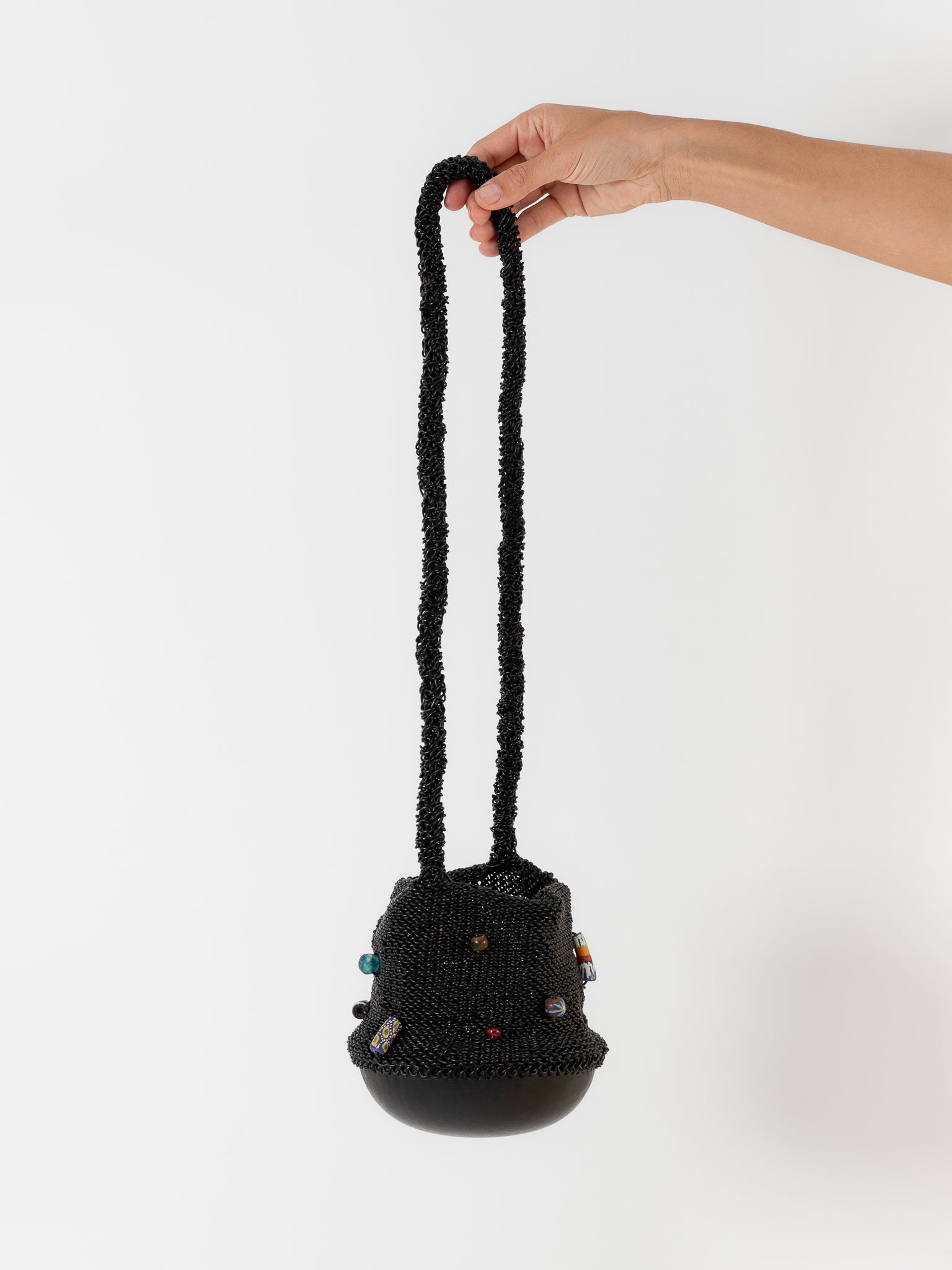 The Backward Vendor Crossbody Bead Pouch in Black - THE BACKWARD VENDOR at Worthwhile - shop BAG