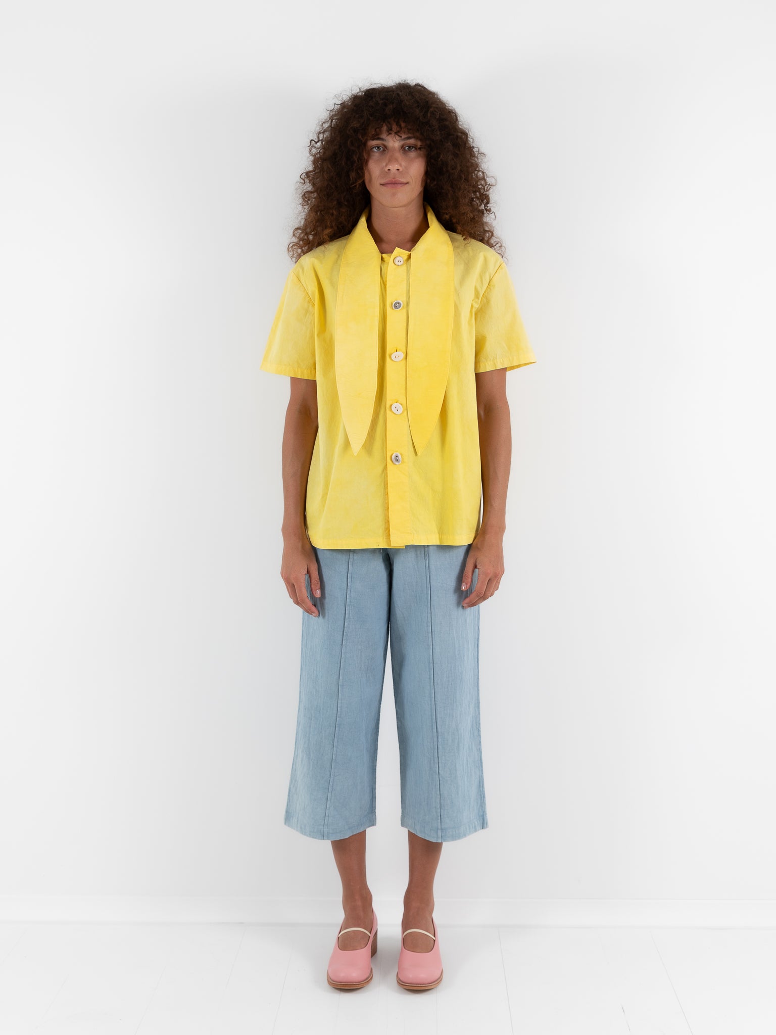 The Backward Vendor Tie Shirt in Marigold - THE BACKWARD VENDOR at Worthwhile - shop TOP