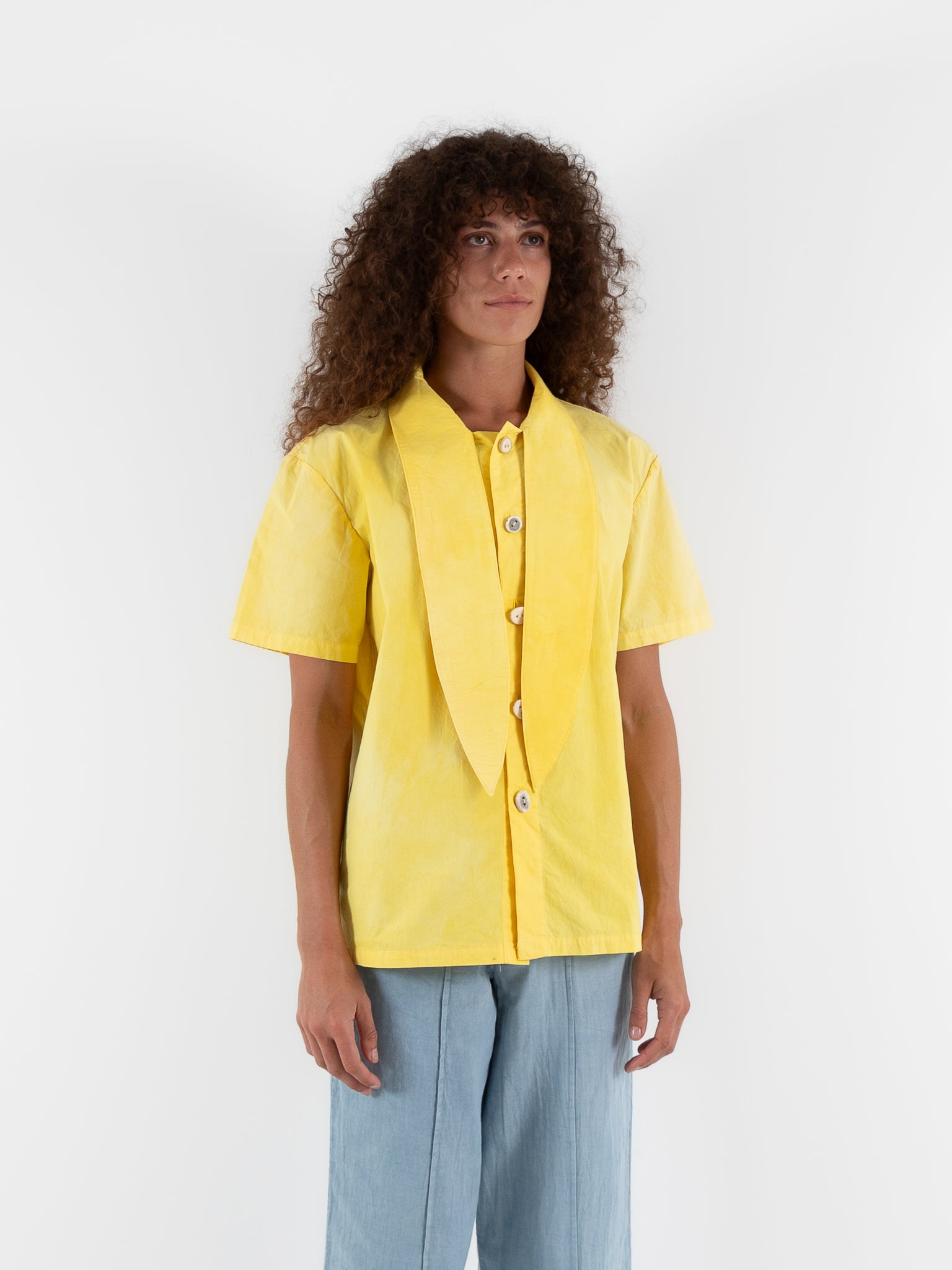 The Backward Vendor Tie Shirt in Marigold - THE BACKWARD VENDOR at Worthwhile - shop TOP