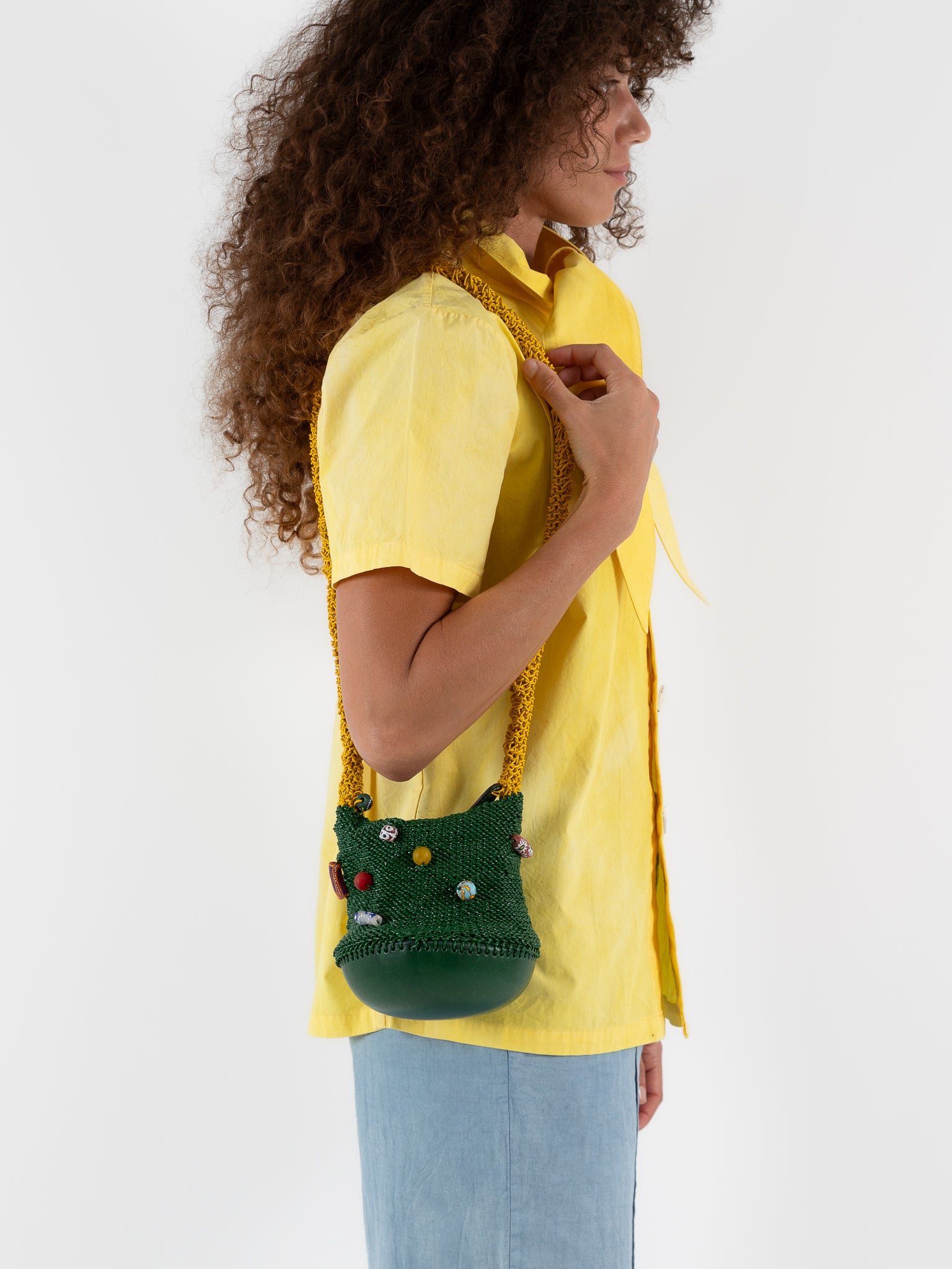 The Backward Vendor Crossbody Bead Pouch in Green - THE BACKWARD VENDOR at Worthwhile - shop BAG