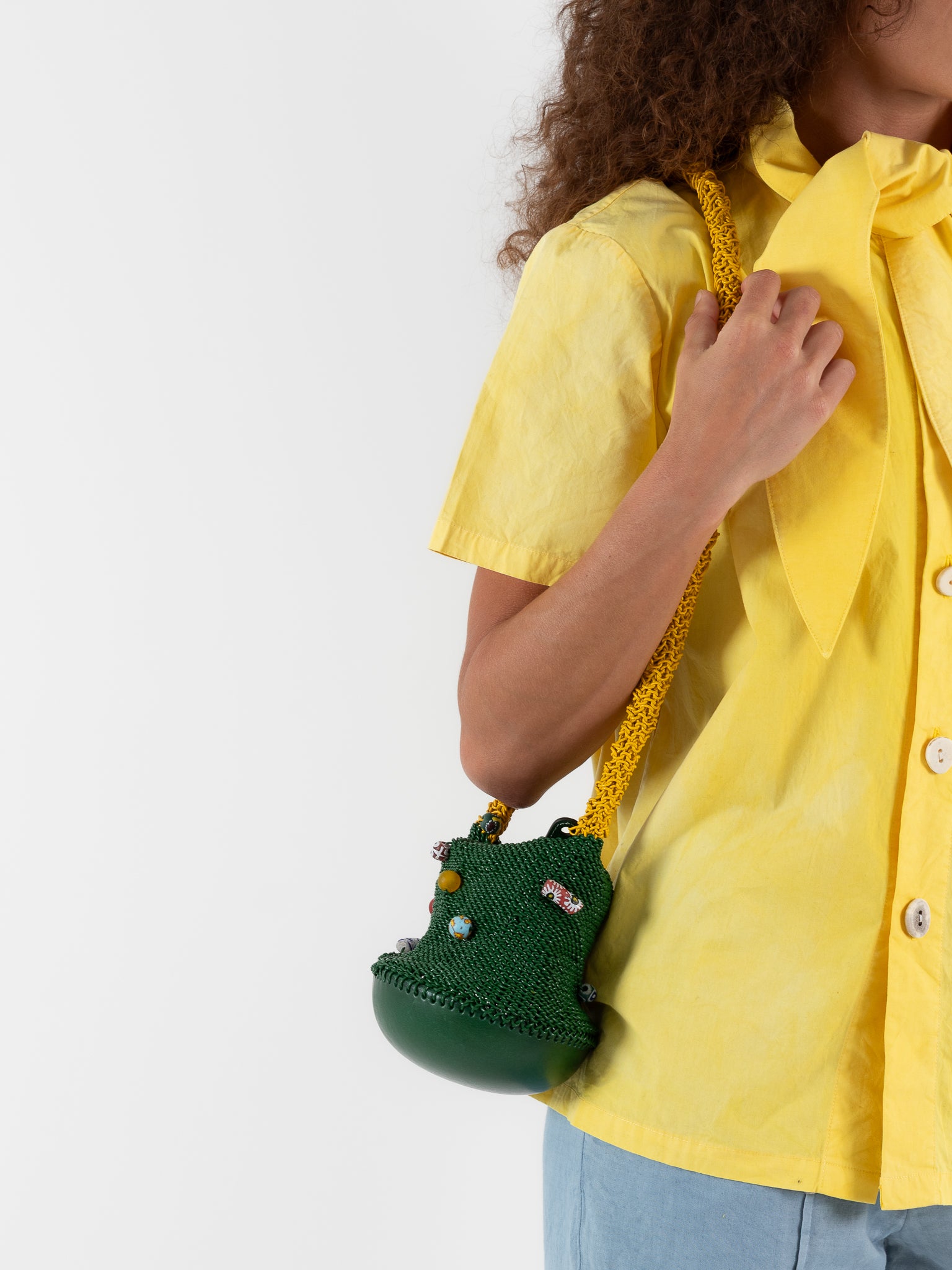 The Backward Vendor Crossbody Bead Pouch in Green - THE BACKWARD VENDOR at Worthwhile - shop BAG