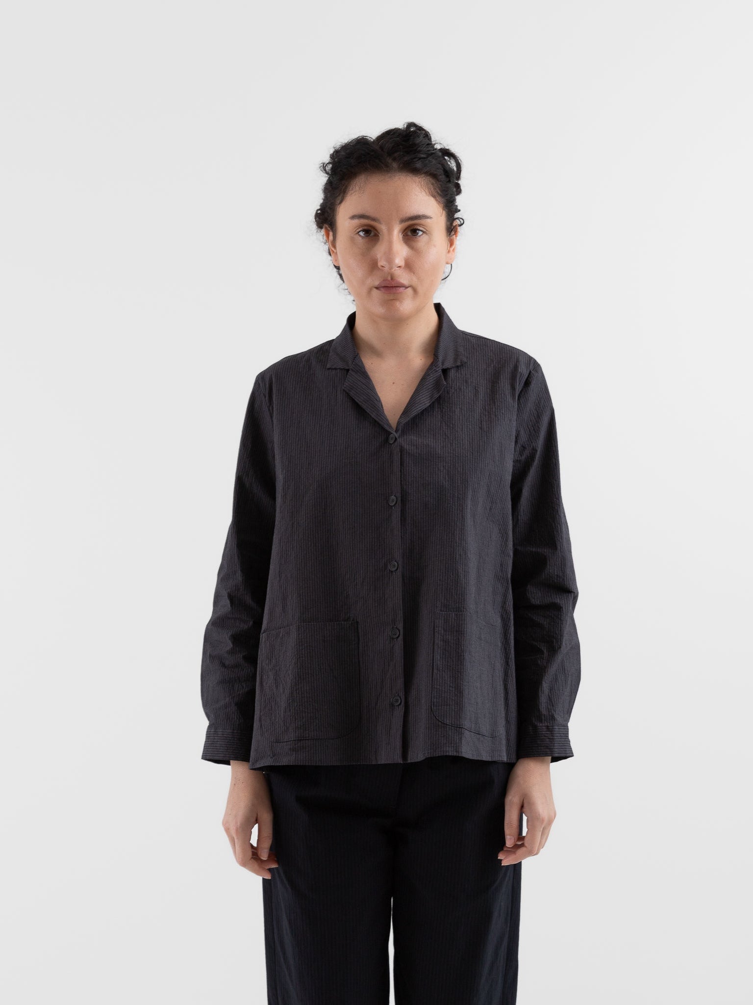 Bergfabel Jenny Shirt in Grey Stripe - BERGFABEL at Worthwhile - shop TOP