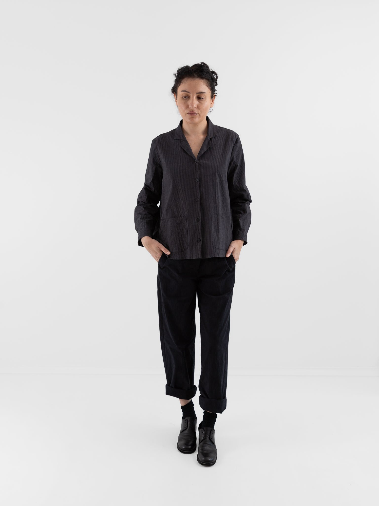 Bergfabel Jenny Shirt in Grey Stripe - BERGFABEL at Worthwhile - shop TOP
