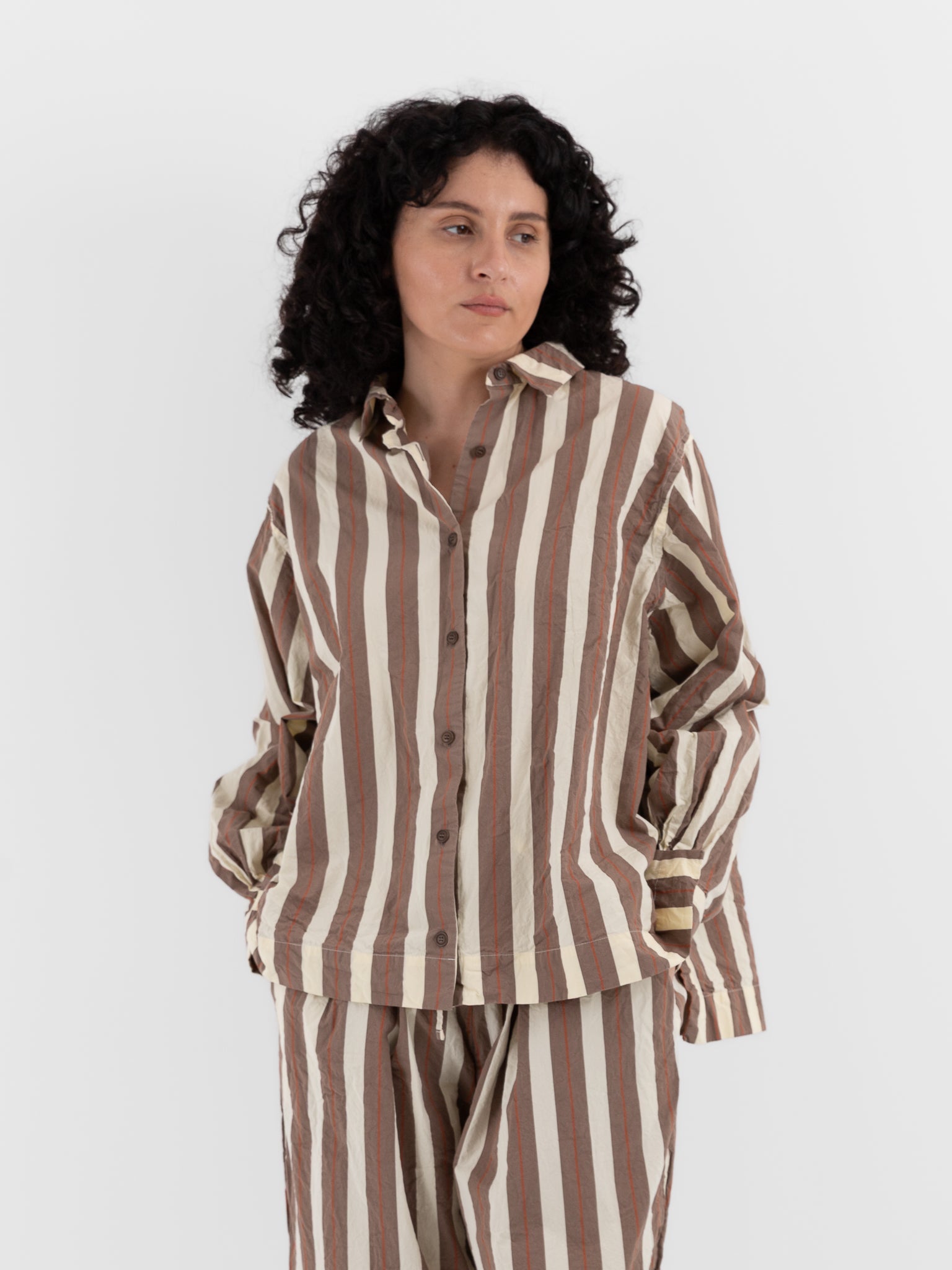 Casey Casey Biggy Shirt in Beige Stripe - CASEY CASEY at Worthwhile - shop TOP