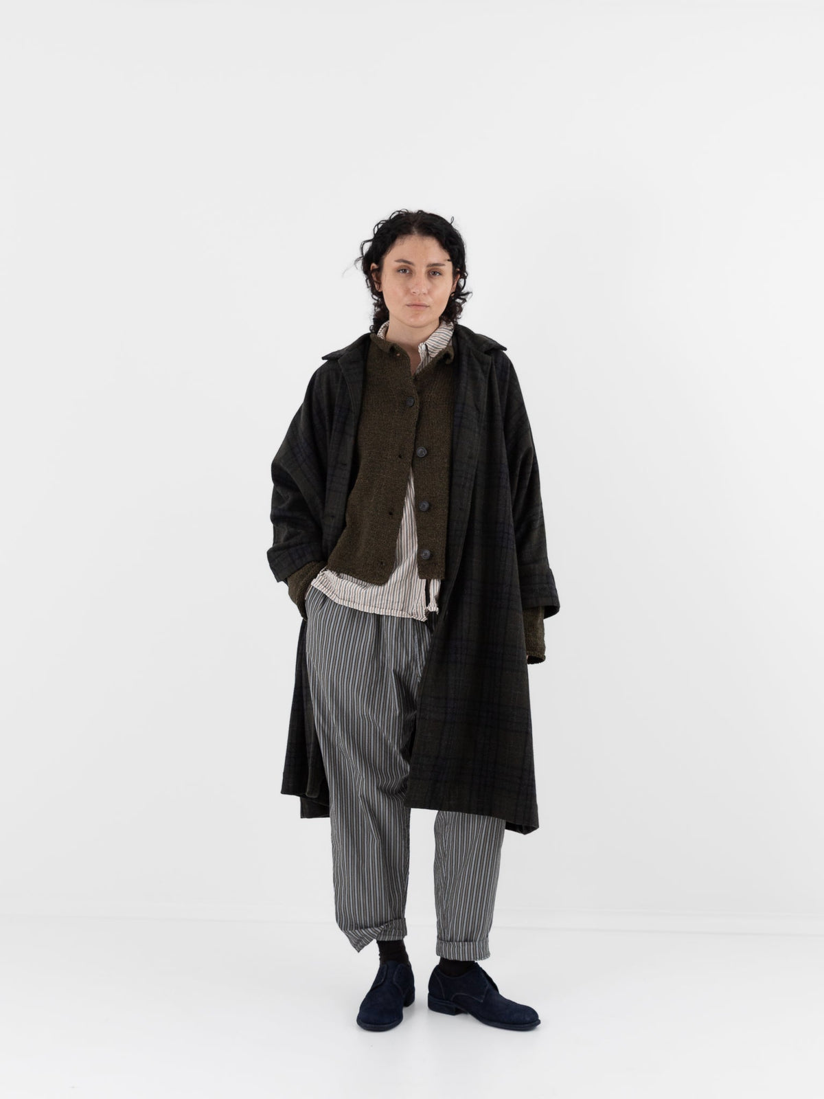 Casey Casey ORSAN 2PCS Coat in Tartan Khaki Check - CASEY CASEY ORSAN at Worthwhile - shop COAT