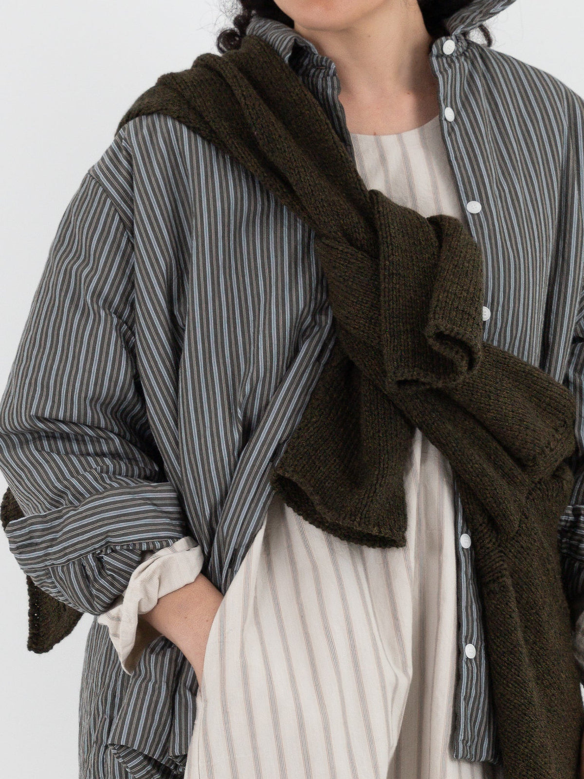 Casey Casey ORSAN Prieure Overshirt in Green Stripe - CASEY CASEY ORSAN at Worthwhile - shop TOP