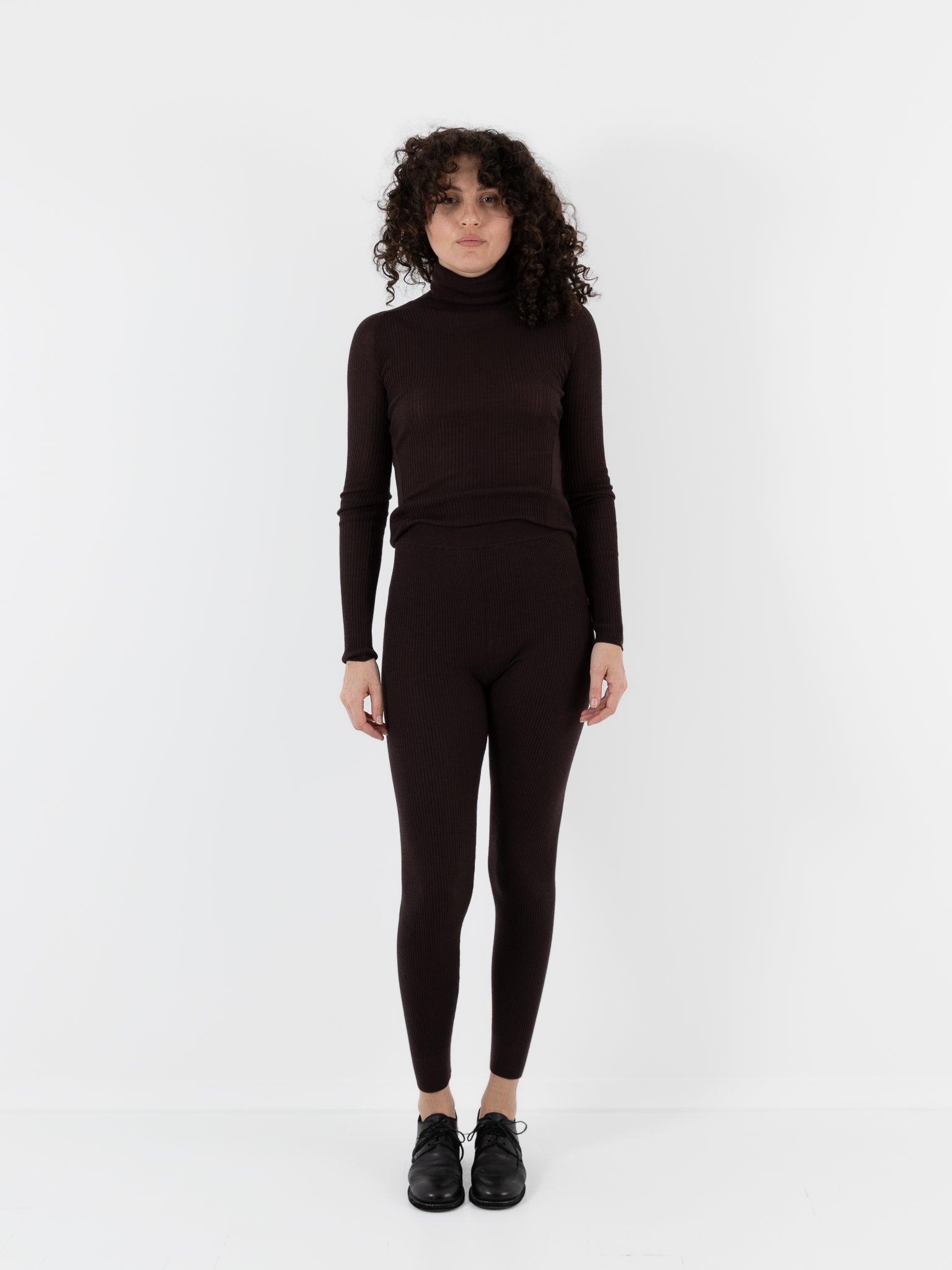 Casey Casey Rib Tights in Dark Brown - CASEY CASEY at Worthwhile - shop LEGGINGS