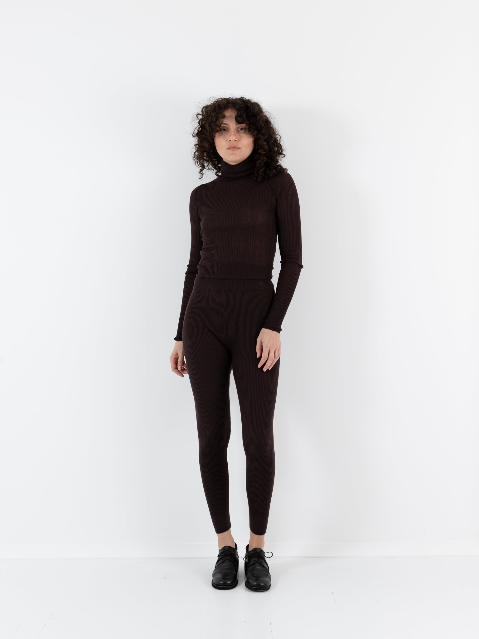 Casey Casey Rib Tights in Dark Brown - CASEY CASEY at Worthwhile - shop LEGGINGS