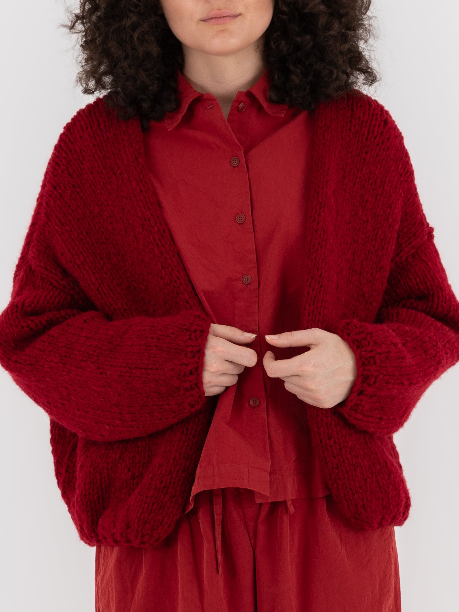 Casey Casey Short Cardigan in Red - CASEY CASEY at Worthwhile - shop CARDIGAN