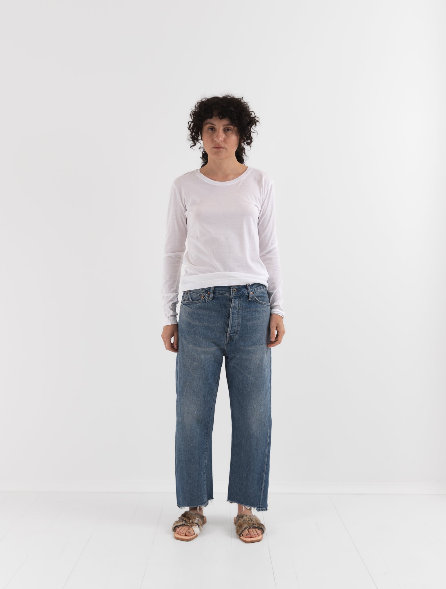 Chimala Wide Tapered Cut Denim Pants in Vintage Light - CHIMALA at Worthwhile - shop PANT