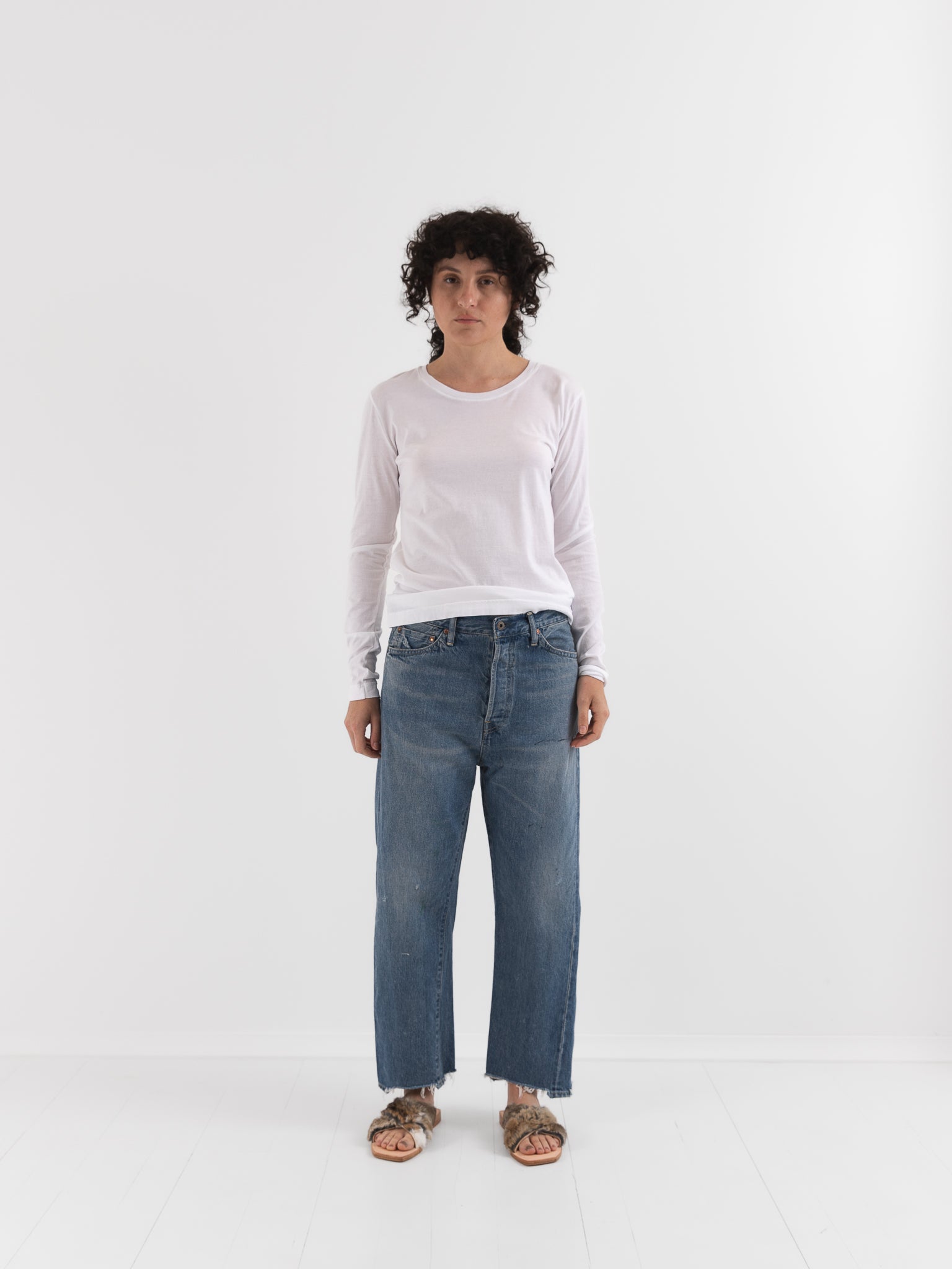 Chimala Wide Tapered Cut Denim Pants in Vintage Light - CHIMALA at Worthwhile - shop PANT