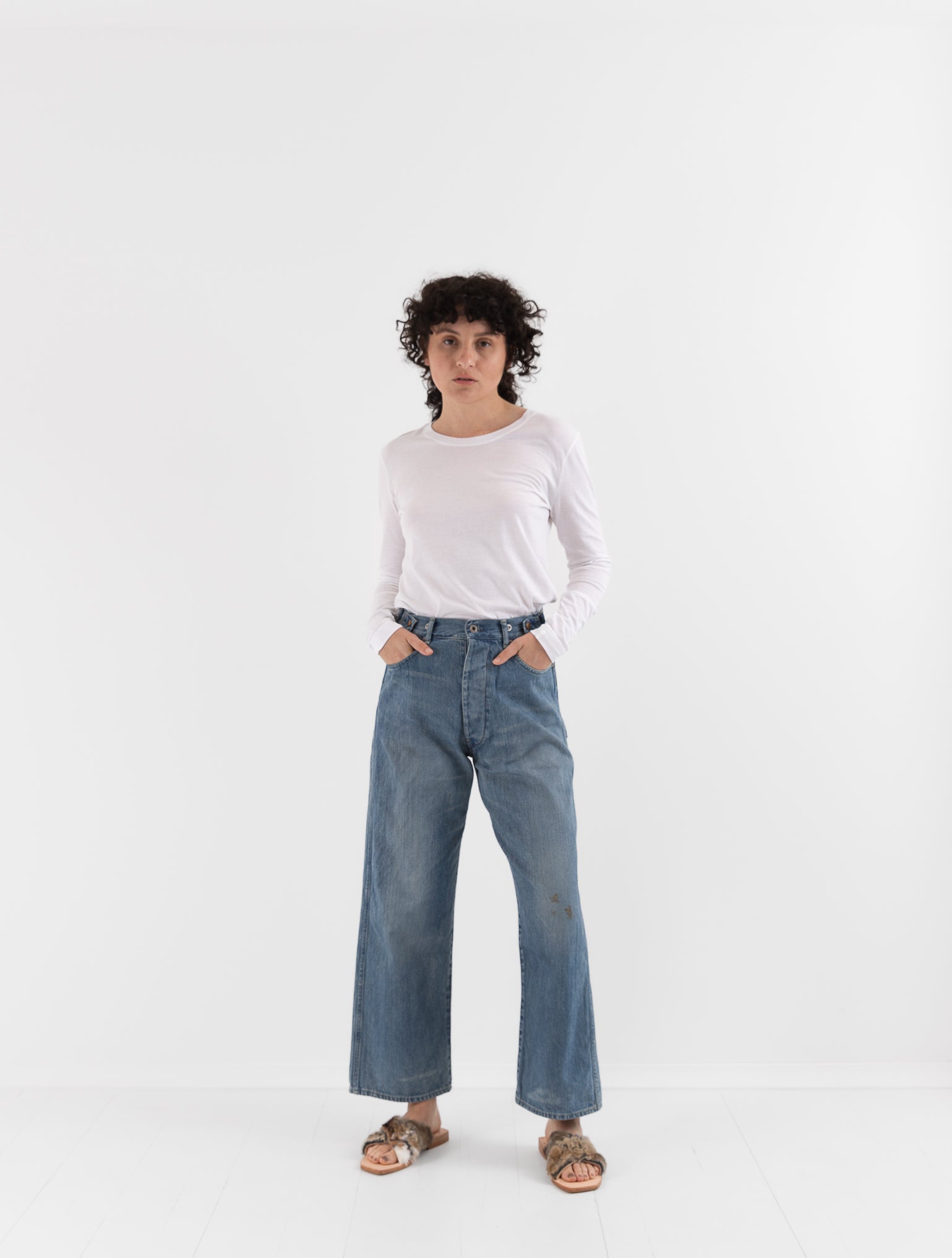 Chimala Adjustable Waist Denim Pants in Smoky Light - CHIMALA at Worthwhile - shop PANT