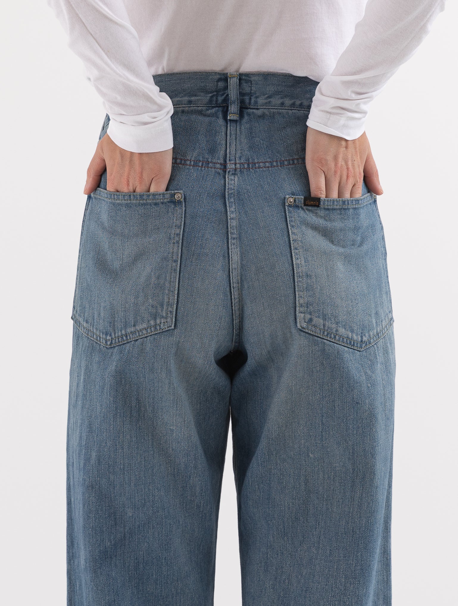 Chimala Adjustable Waist Denim Pants in Smoky Light - CHIMALA at Worthwhile - shop PANT