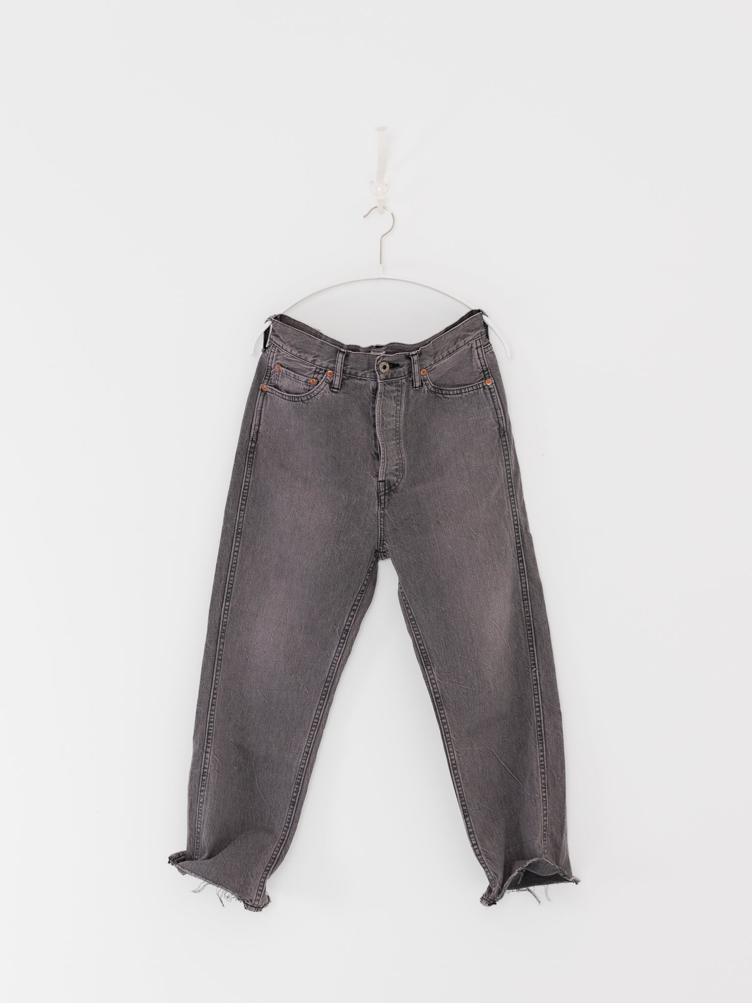 Chimala Wide Tapered Cut Denim Pants in Pinkish Gray - CHIMALA at Worthwhile - shop PANT