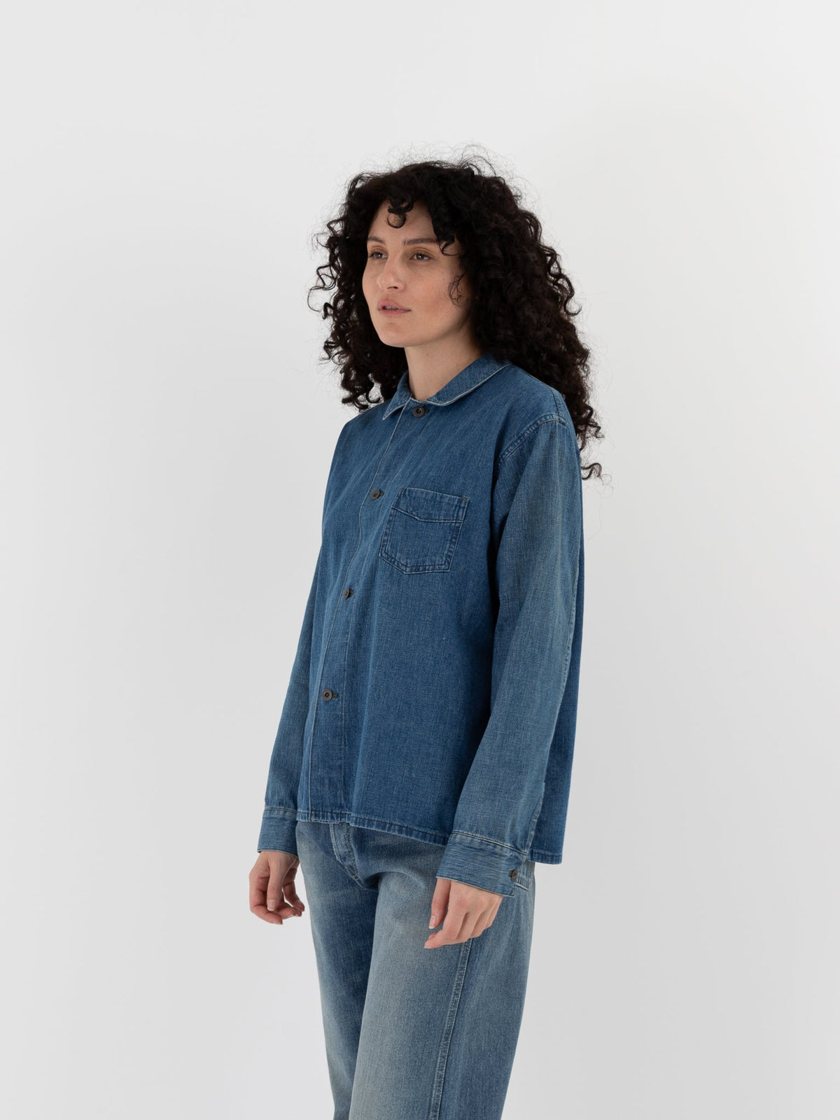 Chimala Military Denim Work Shirt in Indigo - CHIMALA at Worthwhile - shop TOP