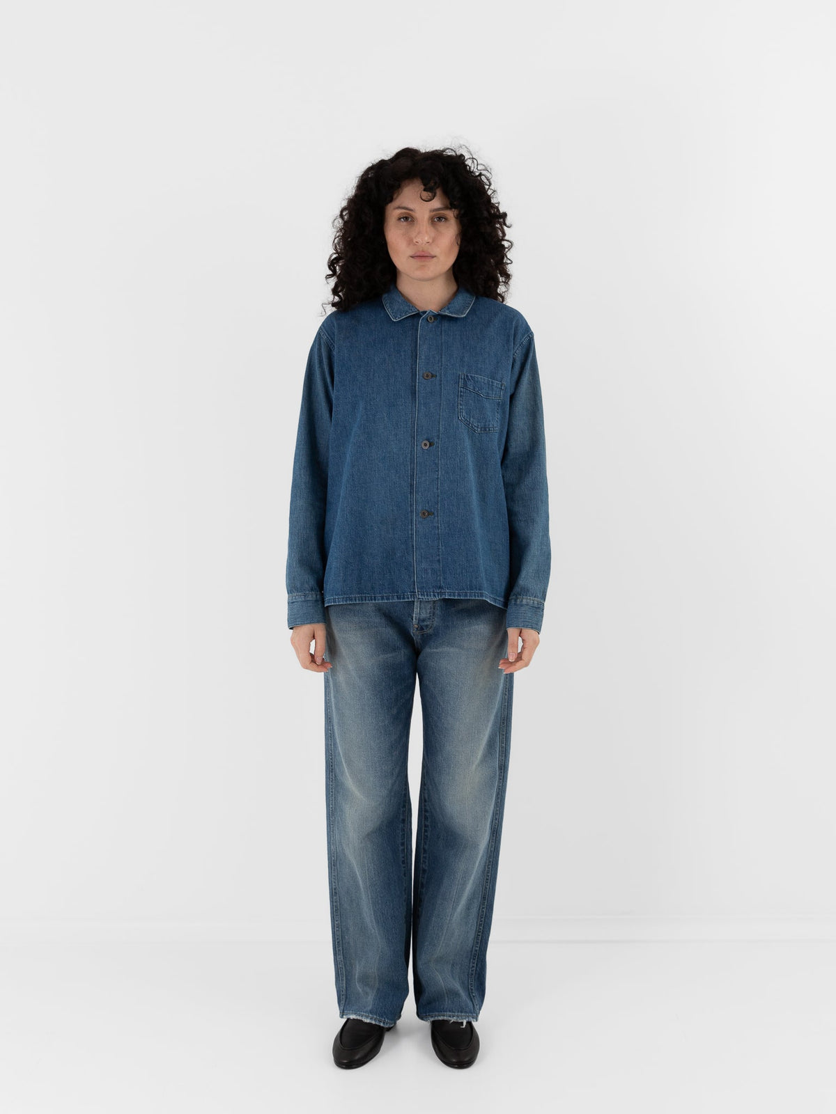 Chimala Military Denim Work Shirt in Indigo - CHIMALA at Worthwhile - shop TOP