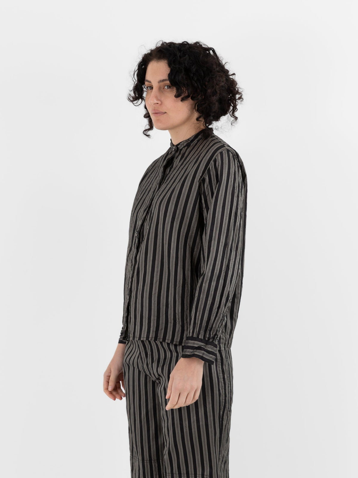 Christian Peau Shirt in Black Stripe - CHRISTIAN PEAU at Worthwhile - shop TOP