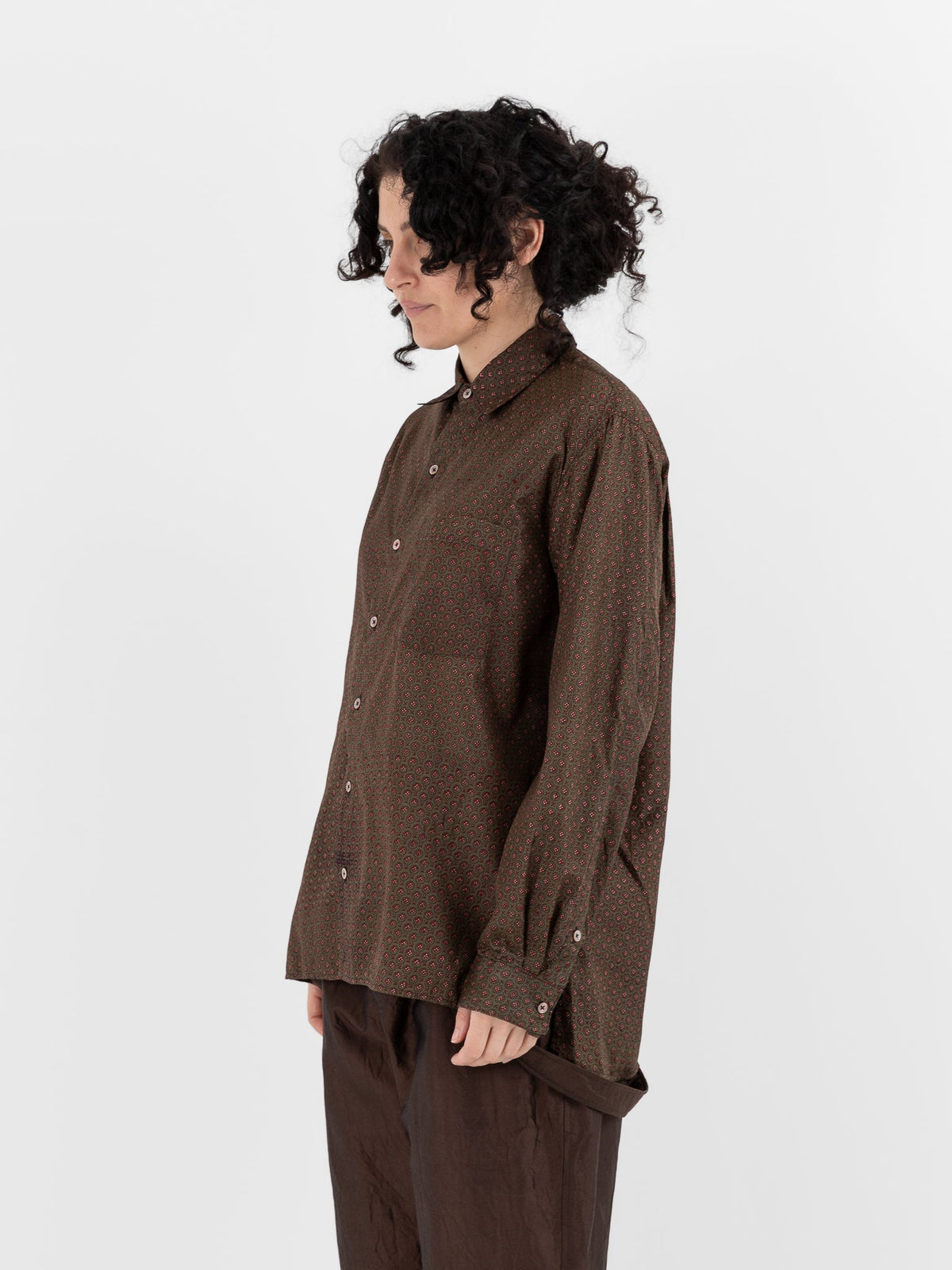 Christian Peau Vintage Silk Shirt in Red/Brown - CHRISTIAN PEAU at Worthwhile - shop TOP
