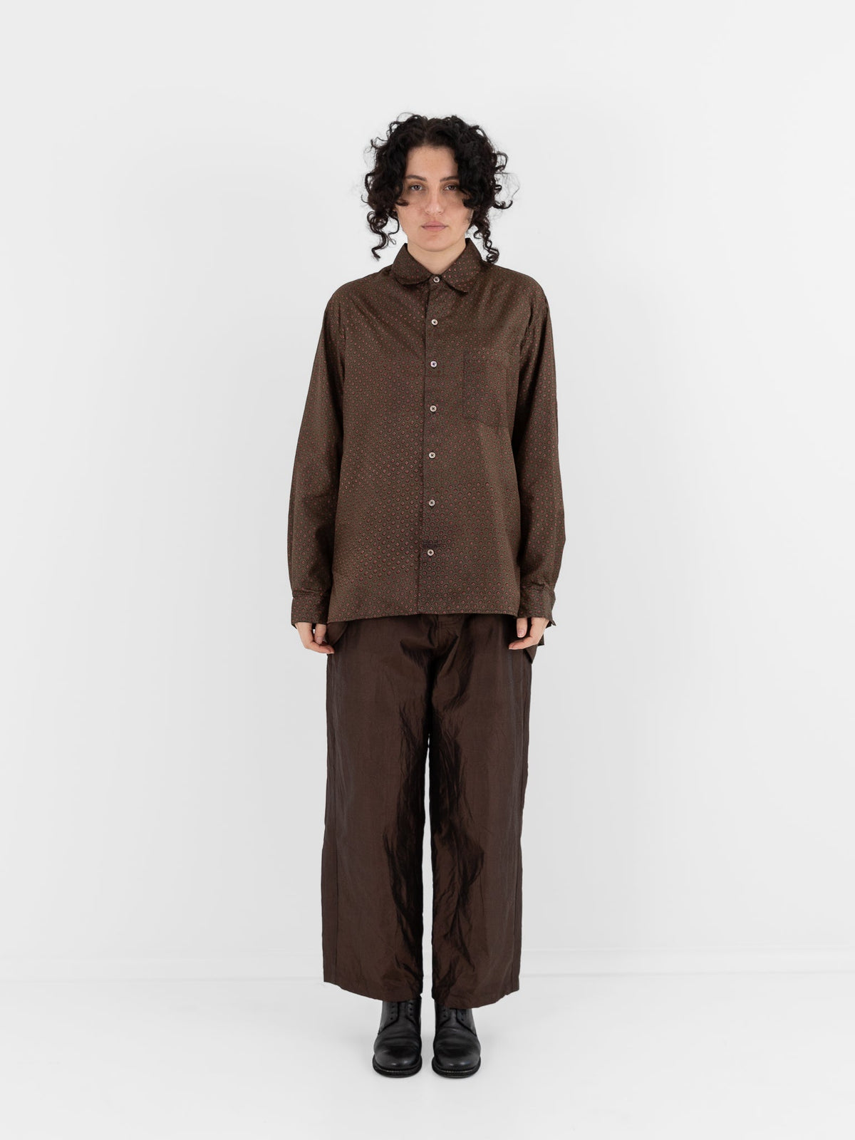 Christian Peau Vintage Silk Shirt in Red/Brown - CHRISTIAN PEAU at Worthwhile - shop TOP