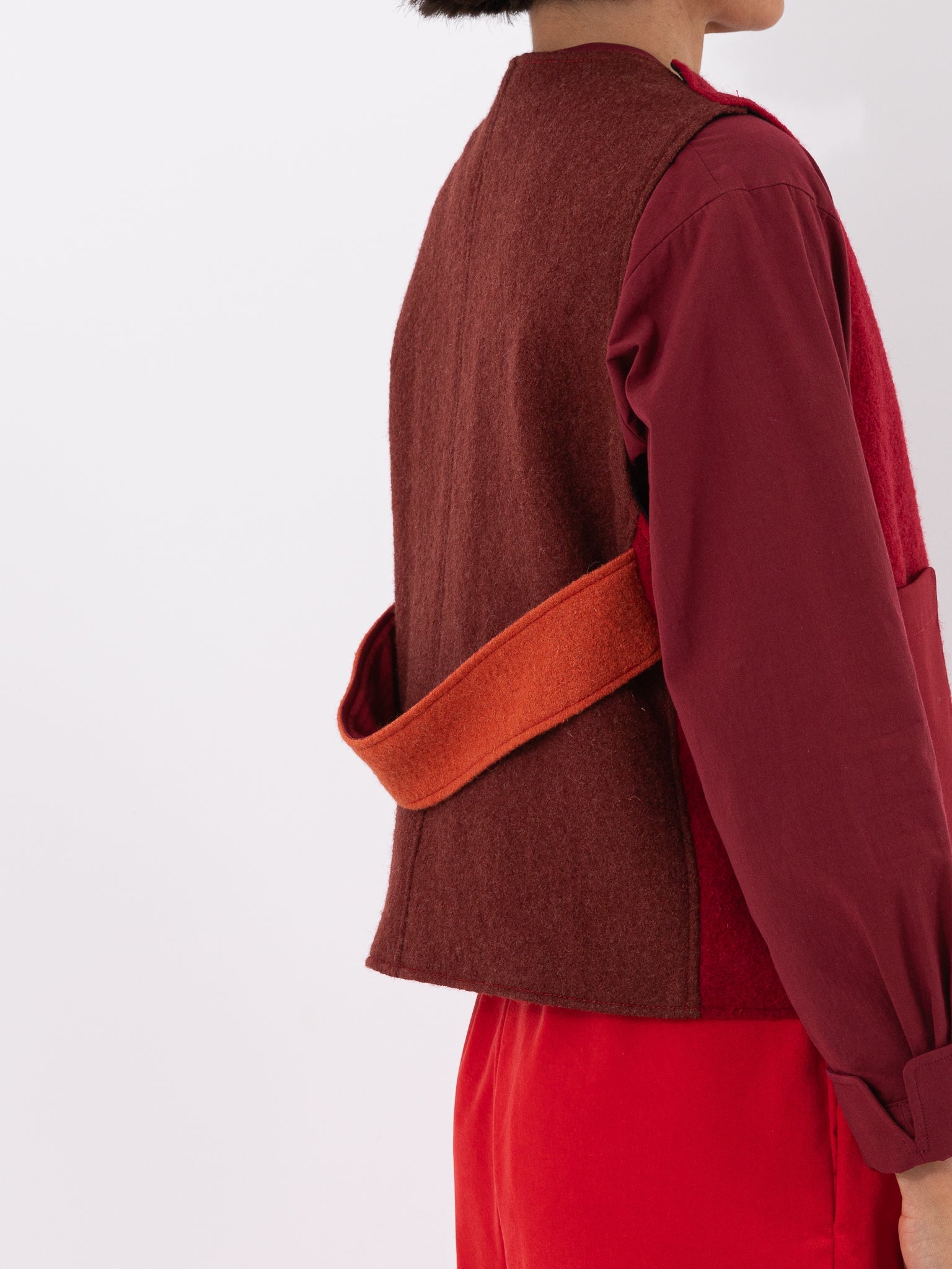 Cocoon Cocoon Patchwork Vest in Red/Rust - COCOON COCOON at Worthwhile - shop VEST