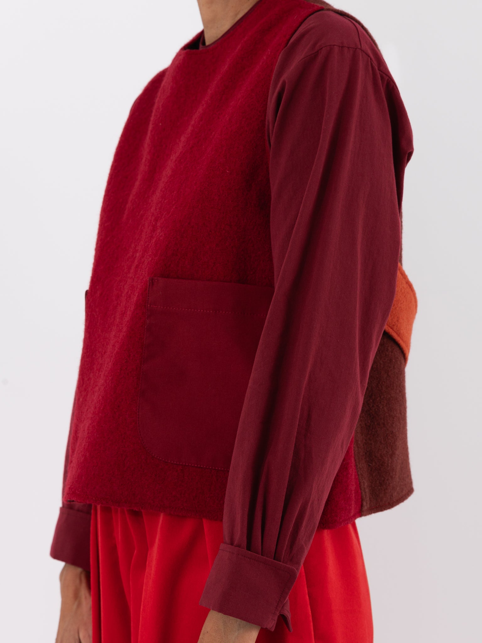 Cocoon Cocoon Patchwork Vest in Red/Rust - COCOON COCOON at Worthwhile - shop VEST