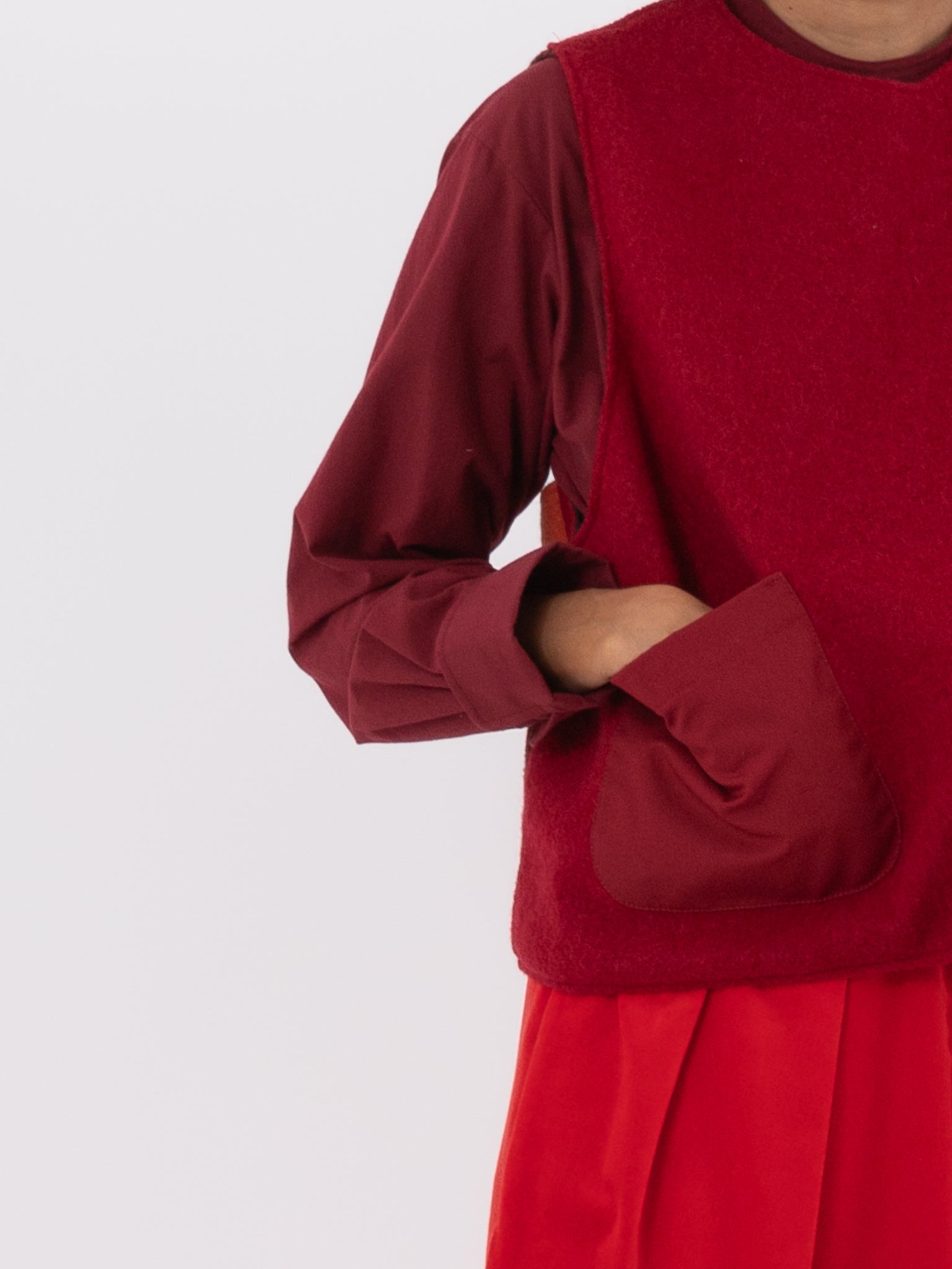 Cocoon Cocoon Patchwork Vest in Red/Rust - COCOON COCOON at Worthwhile - shop VEST