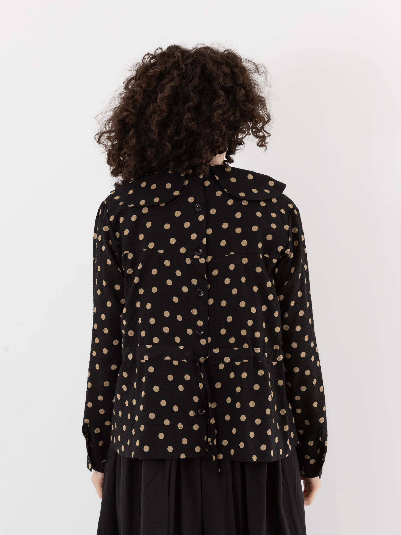 Cocoon Cocoon Big Collar Shirt in Beige/Black Dots - COCOON COCOON at Worthwhile - shop TOP