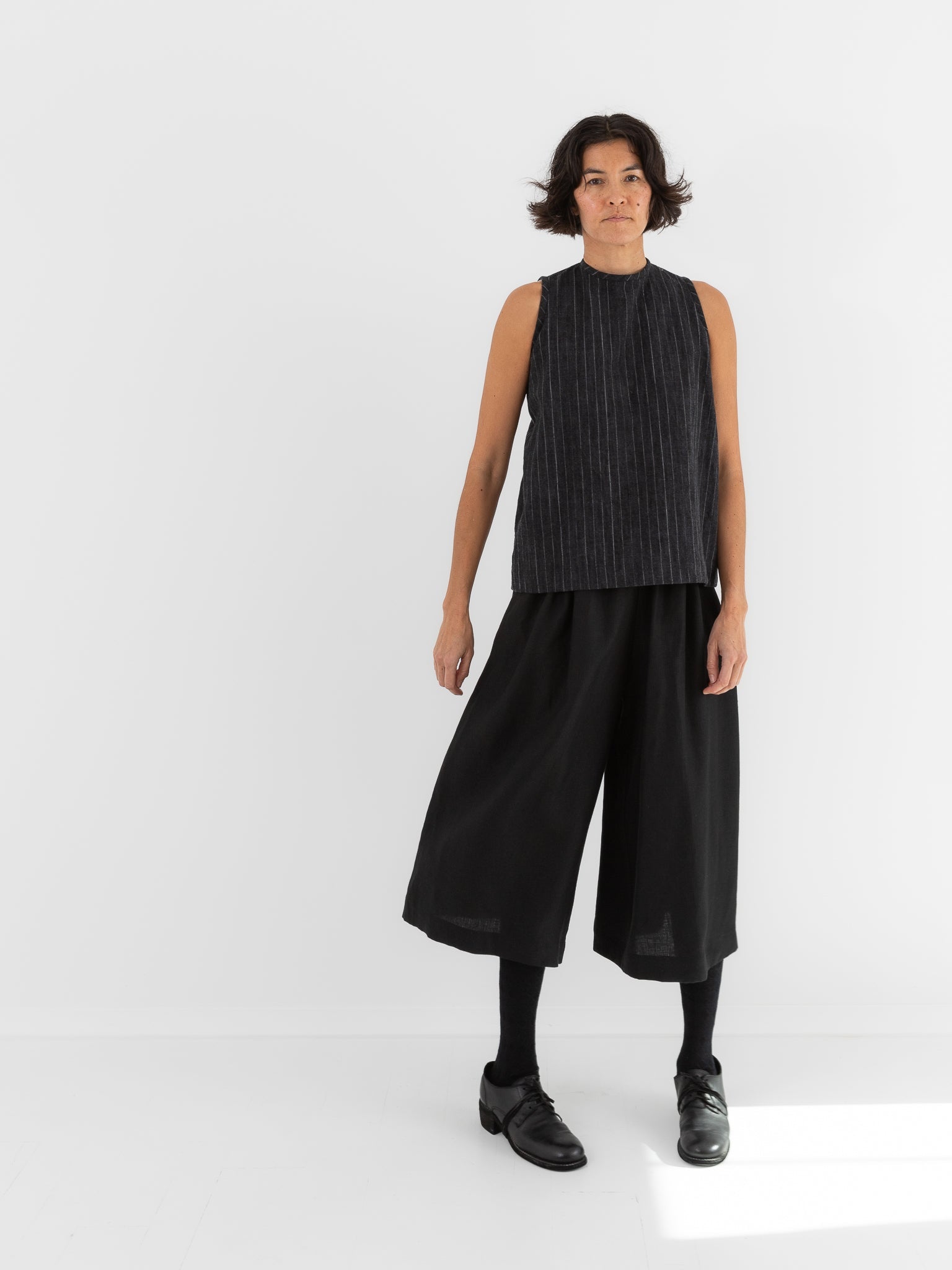 Der Antagonist Sleeveless Shirt 7 in Dark Stripe - DER ANTAGONIST at Worthwhile - shop TOP
