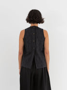 Der Antagonist Sleeveless Shirt 7 in Dark Stripe - DER ANTAGONIST at Worthwhile - shop TOP