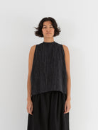 Der Antagonist Sleeveless Shirt 7 in Dark Stripe - DER ANTAGONIST at Worthwhile - shop TOP