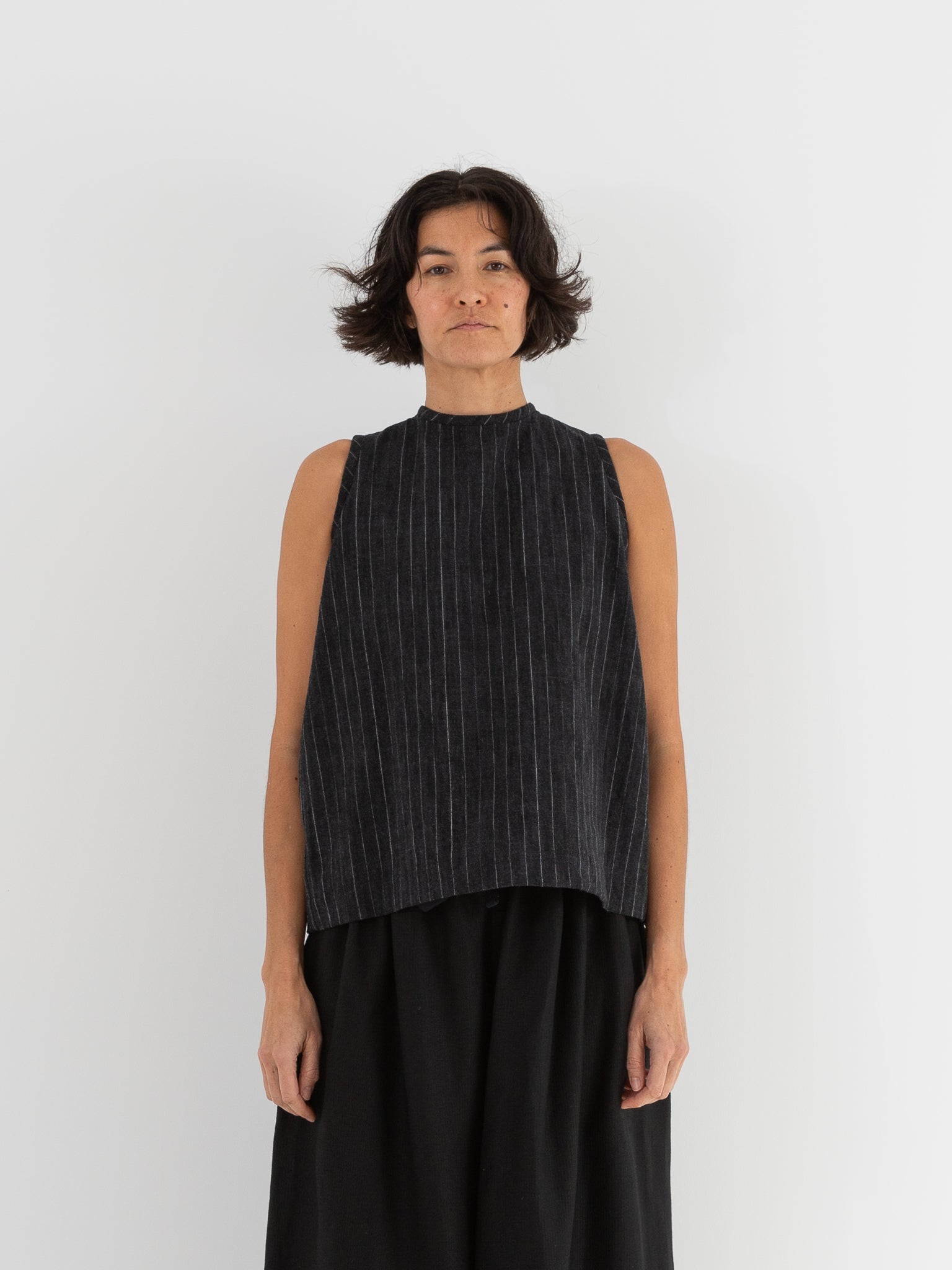 Der Antagonist Sleeveless Shirt 7 in Dark Stripe - DER ANTAGONIST at Worthwhile - shop TOP
