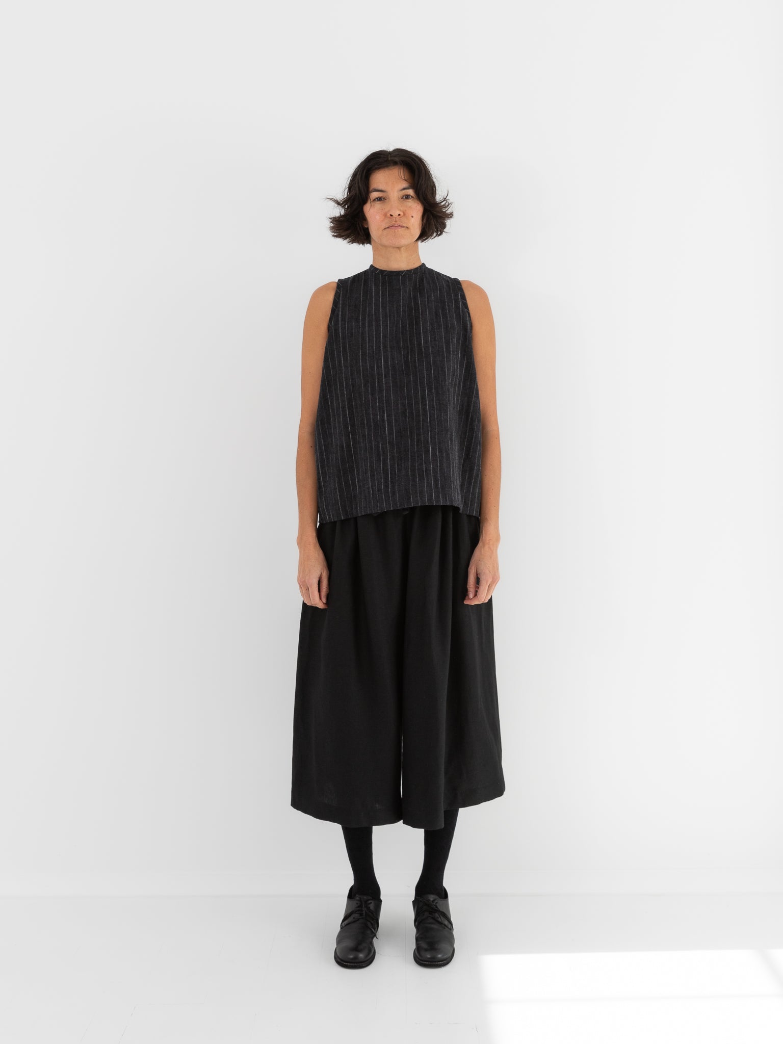 Der Antagonist Sleeveless Shirt 7 in Dark Stripe - DER ANTAGONIST at Worthwhile - shop TOP