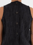 Der Antagonist Sleeveless Shirt 7 in Dark Stripe - DER ANTAGONIST at Worthwhile - shop TOP