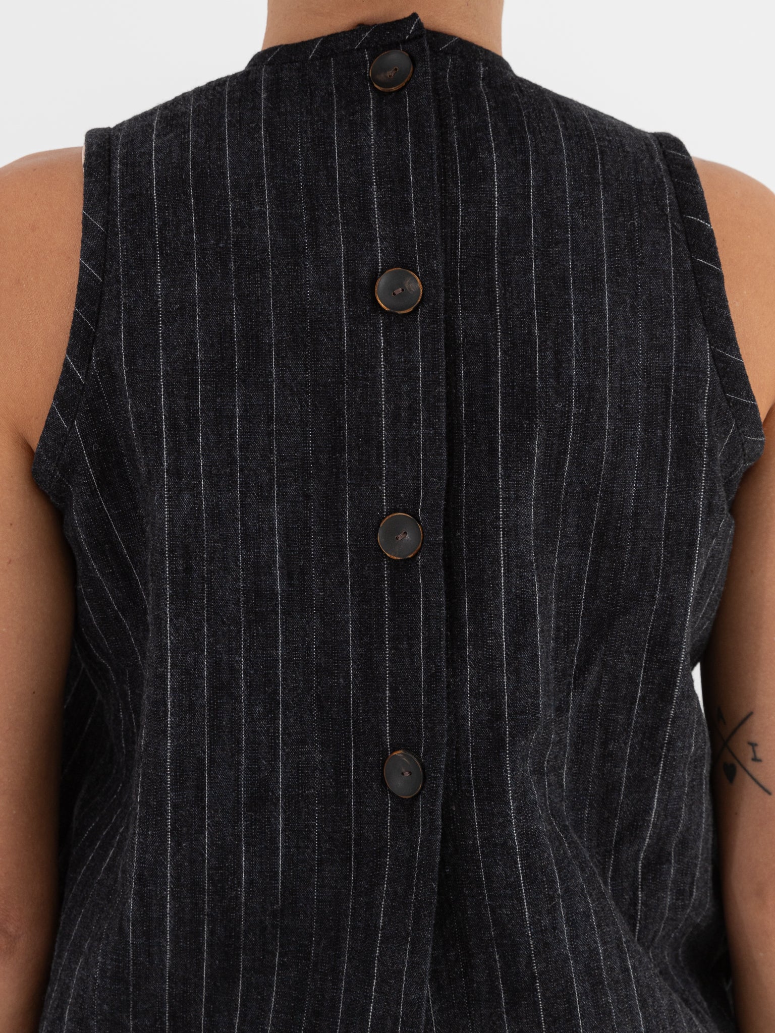 Der Antagonist Sleeveless Shirt 7 in Dark Stripe - DER ANTAGONIST at Worthwhile - shop TOP