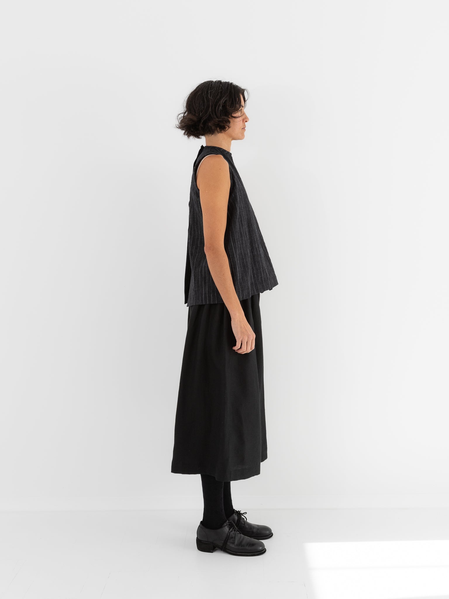 Der Antagonist Sleeveless Shirt 7 in Dark Stripe - DER ANTAGONIST at Worthwhile - shop TOP