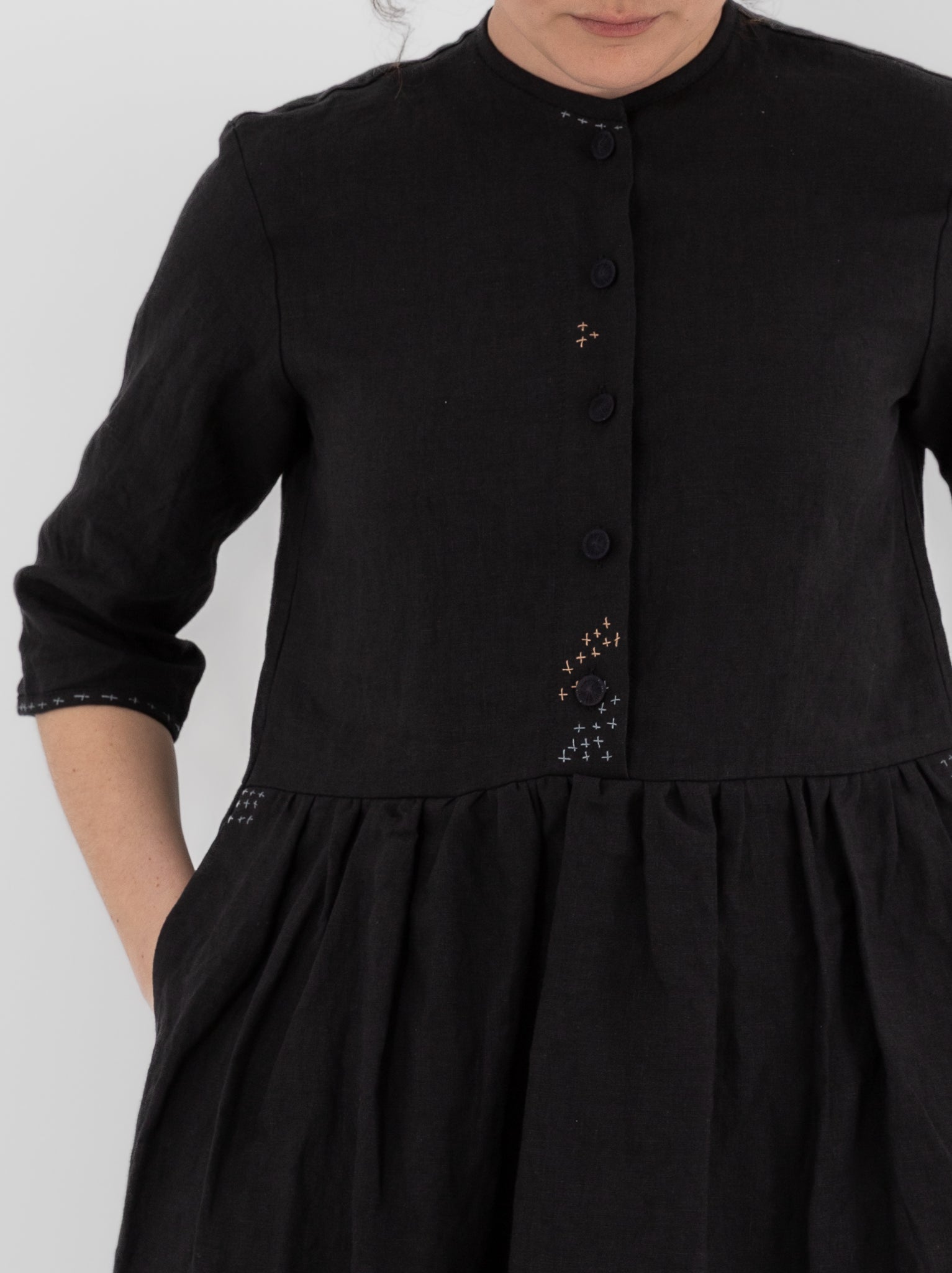 Der Antagonist Dress 20 in Black with Stitching - DER ANTAGONIST at Worthwhile - shop DRESS